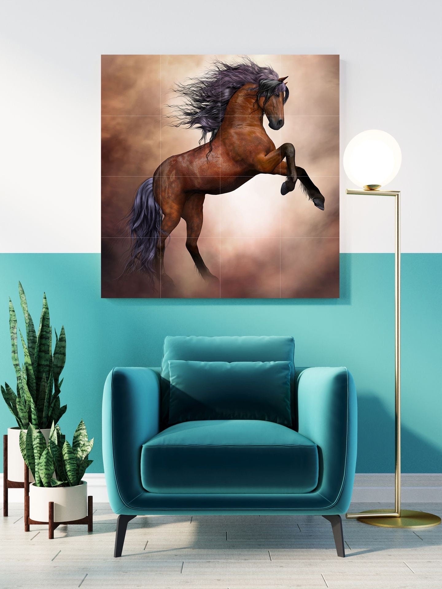 Tile Mural/Mosaic Ceramic Panel of Horse - Countryside Mural - Horse Wall Art - Tile Mural - Gloss Tiles - Horse Mosaic - Horse Art Print