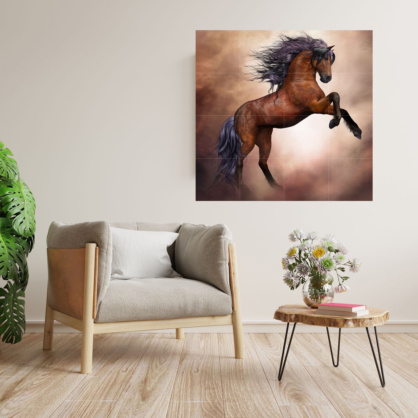 Tile Mural/Mosaic Ceramic Panel of Horse - Countryside Mural - Horse Wall Art - Tile Mural - Gloss Tiles - Horse Mosaic - Horse Art Print