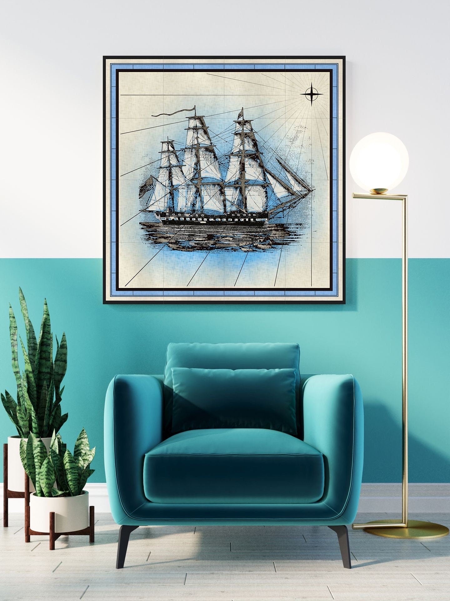 Tile Mural/Mosaic Ceramic Panel of a Ship Print - Ship Wall Mural -Tile Mural Art - Ship Home Decor-Tile Mosaic - Marine Wall Art - Boat Art