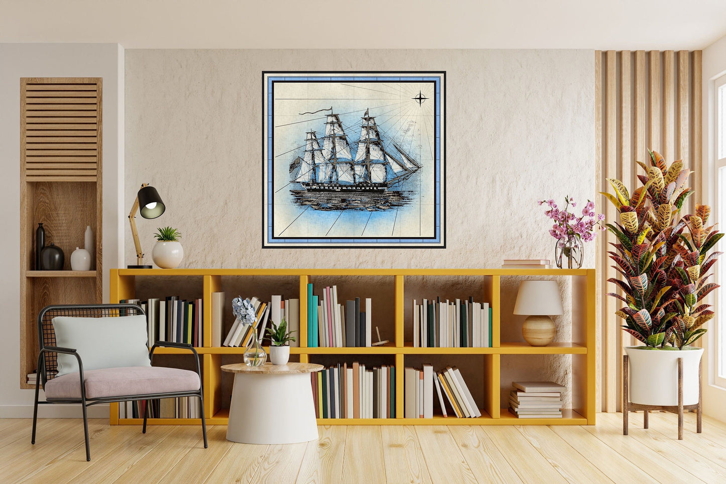 Tile Mural/Mosaic Ceramic Panel of a Ship Print - Ship Wall Mural -Tile Mural Art - Ship Home Decor-Tile Mosaic - Marine Wall Art - Boat Art