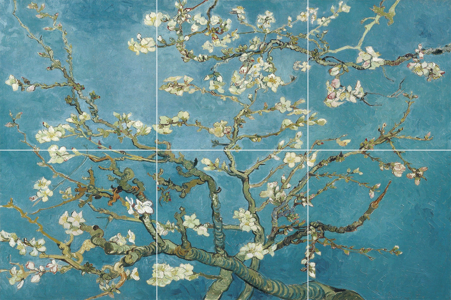 Tile Mural/Mosaic Ceramic Panel of Vincent Van Gogh Almond Blossom - Flower Mural - Van Gogh Print - Flower Wall Art - Botanical Art Print