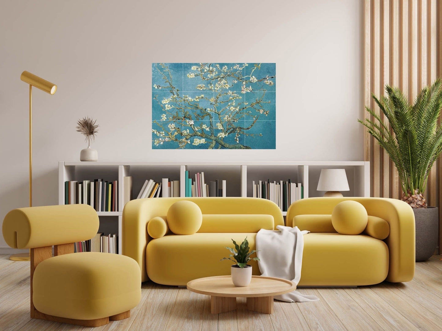 Tile Mural/Mosaic Ceramic Panel of Vincent Van Gogh Almond Blossom - Flower Mural - Van Gogh Print - Flower Wall Art - Botanical Art Print