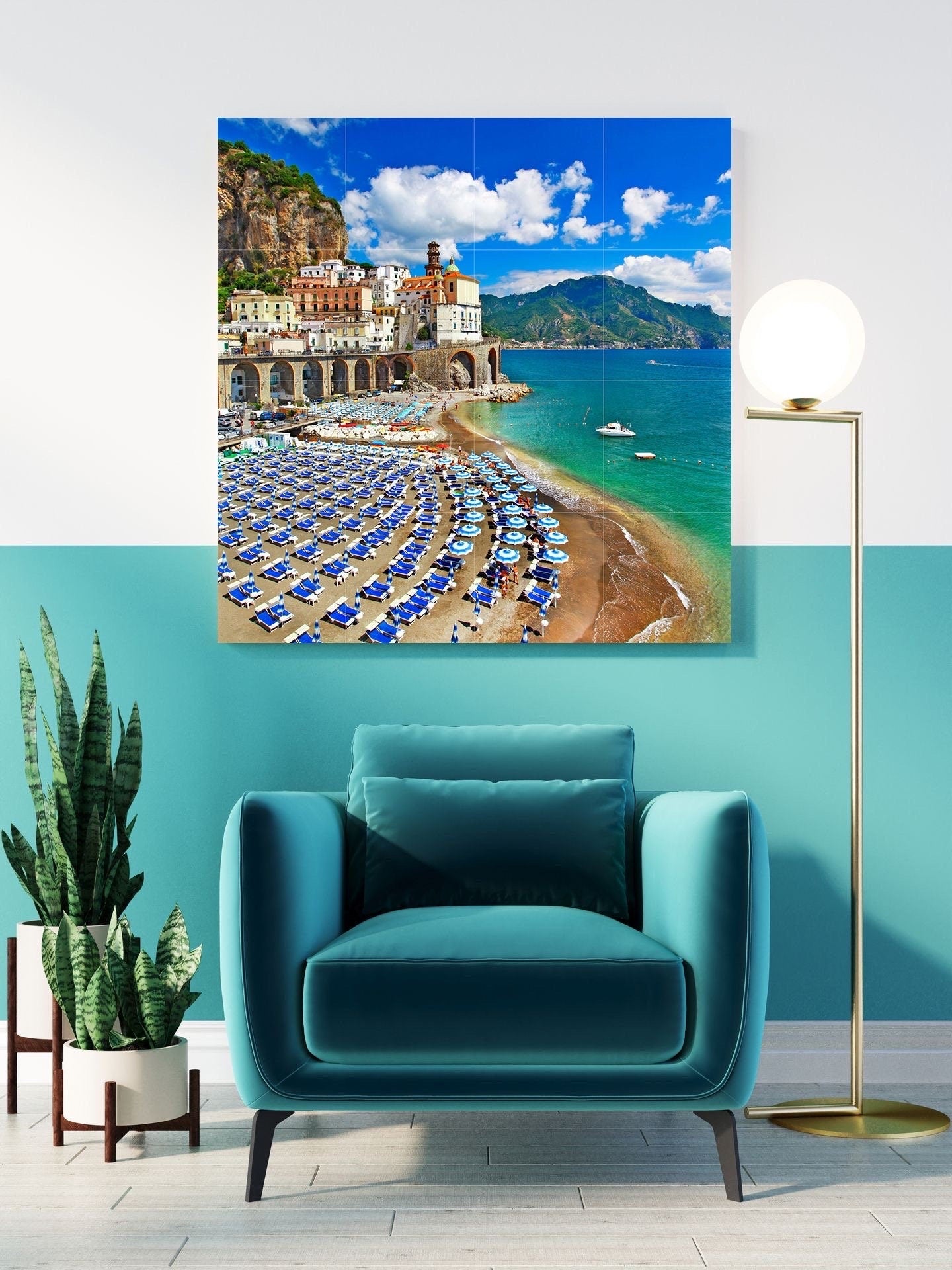 Tile Mural/Mosaic Ceramic Panel of Amalfi Coast - Amalfi Coast Print - Amalfi Print- Amalfi Wall Art - Italian Landscape Prints- Gloss Tiles
