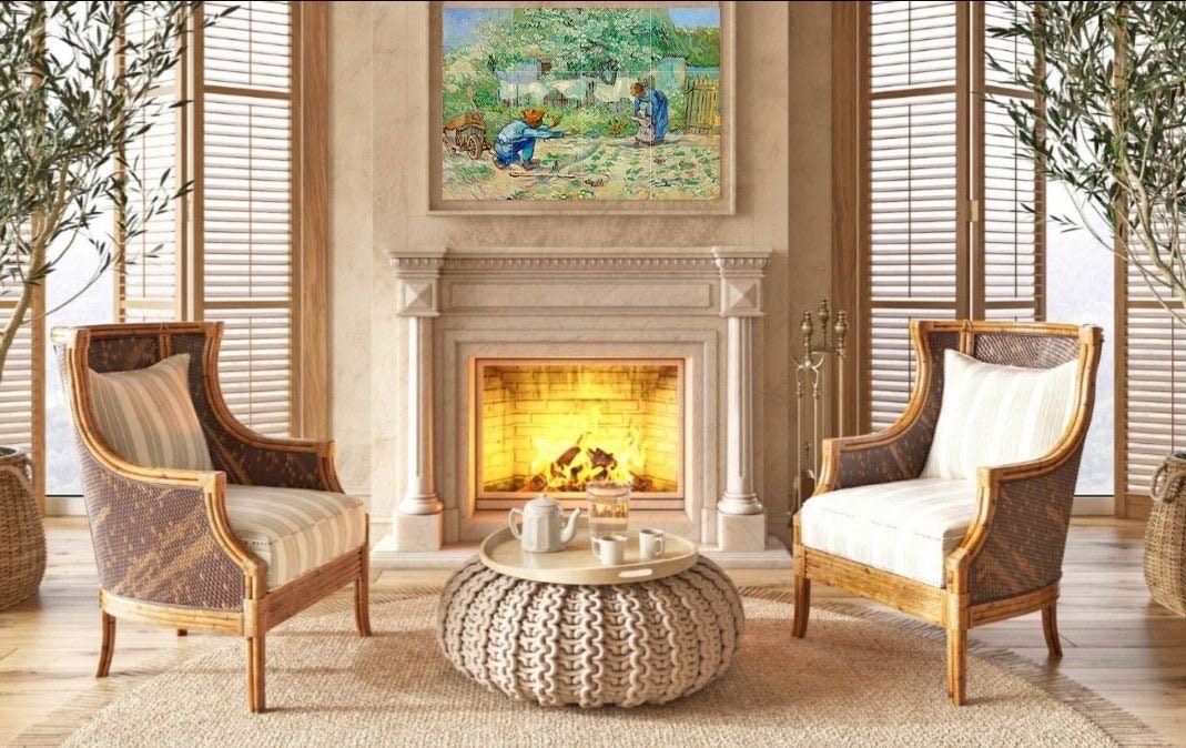 Tile Mural/Mosaic Ceramic Panel of Vincent Van Gogh Painting - Countryside Mural - Van Gogh Print - Countryside Wall Art - Van Gogh Art