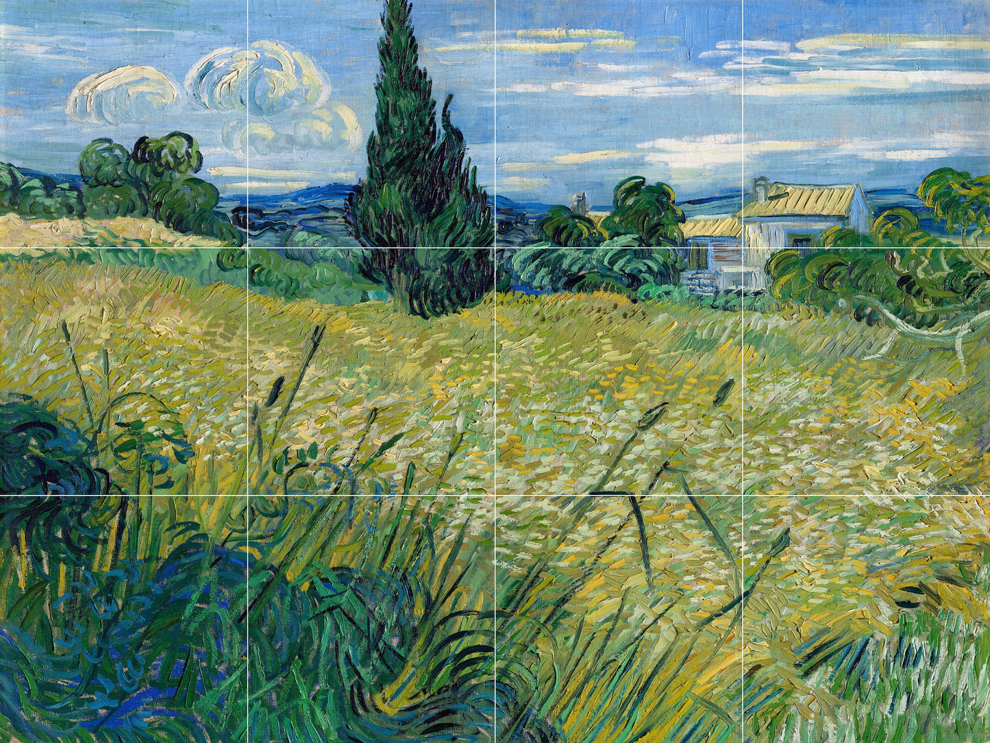 Tile Mural/Mosaic Ceramic Panel of Vincent Van Gogh Painting - Countryside Mural - Van Gogh Print - Countryside Wall Art - Van Gogh Art