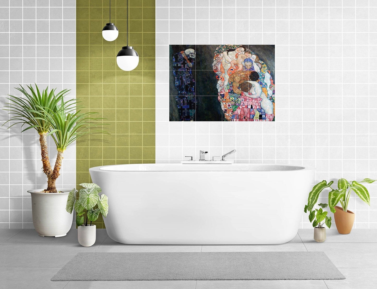 Tile Mural/Mosaic Ceramic Panel of Gustav Klimt Death and Life - Klimt Wall Art - Klimt Print -Death and Life Painting Print -Klimt Painting