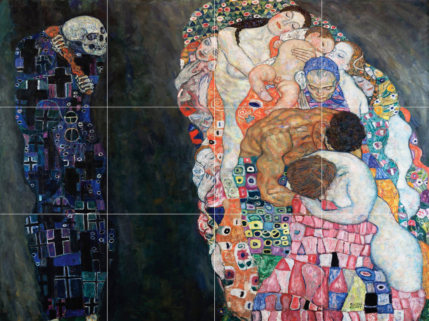 Tile Mural/Mosaic Ceramic Panel of Gustav Klimt Death and Life - Klimt Wall Art - Klimt Print -Death and Life Painting Print -Klimt Painting