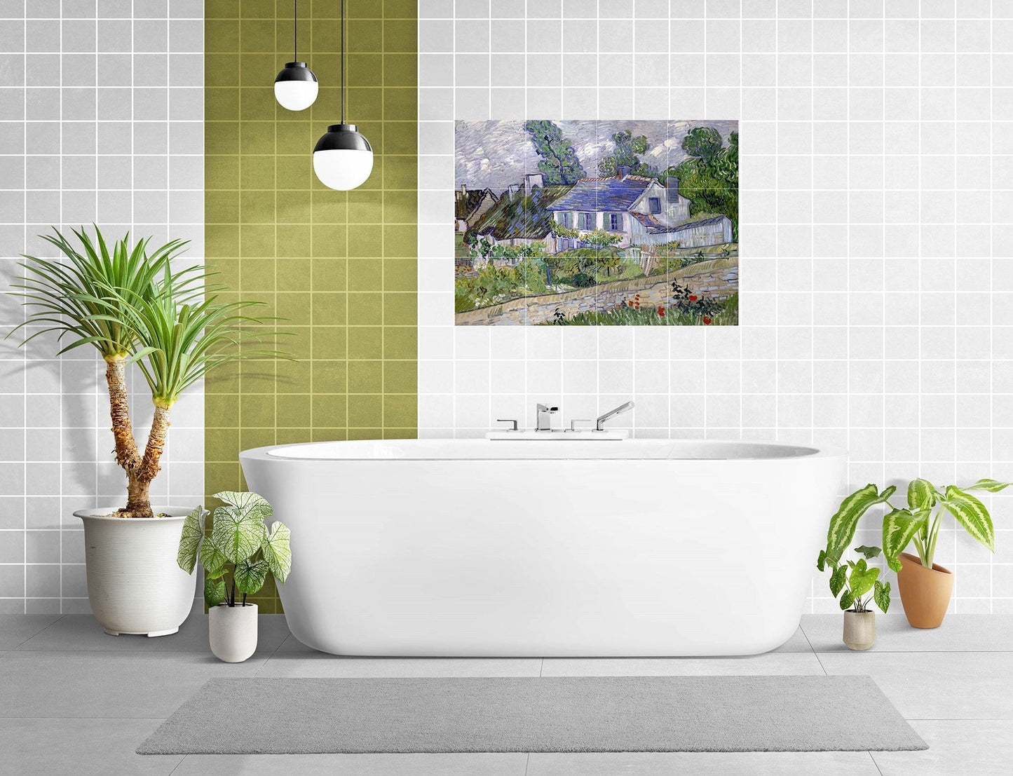 Tile Mural/Mosaic Ceramic Panel of Vincent Van Gogh Painting - Countryside Mural - Van Gogh Print - Countryside Wall Art - Van Gogh Art