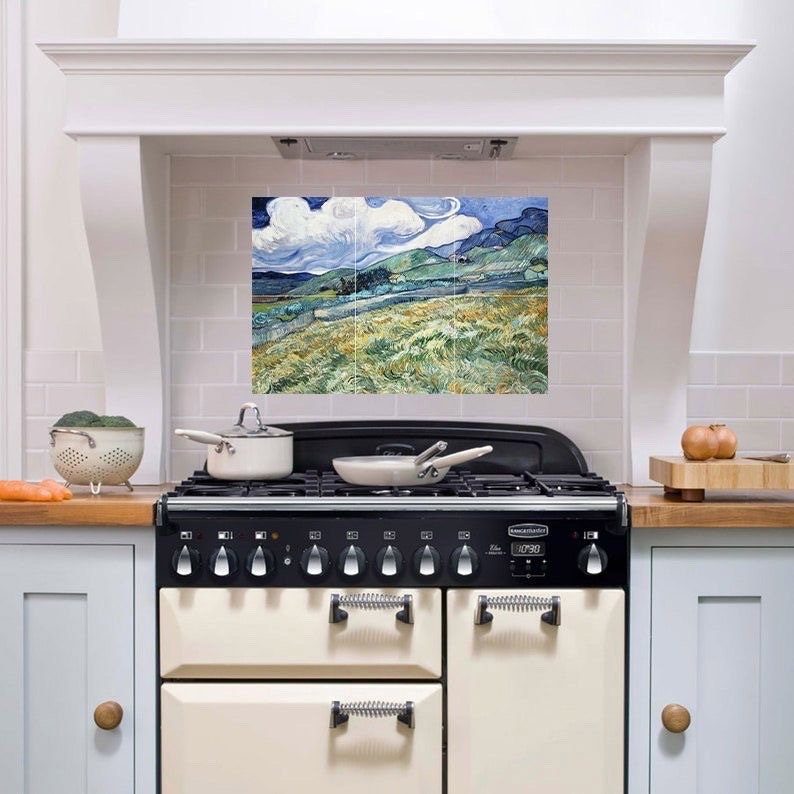 Tile Mural/Mosaic Ceramic Panel of Vincent Van Gogh Painting - Countryside Mural - Van Gogh Print - Countryside Wall Art - Van Gogh Art