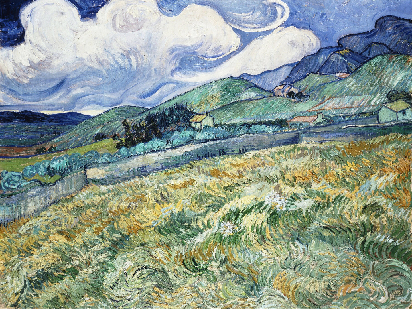 Tile Mural/Mosaic Ceramic Panel of Vincent Van Gogh Painting - Countryside Mural - Van Gogh Print - Countryside Wall Art - Van Gogh Art