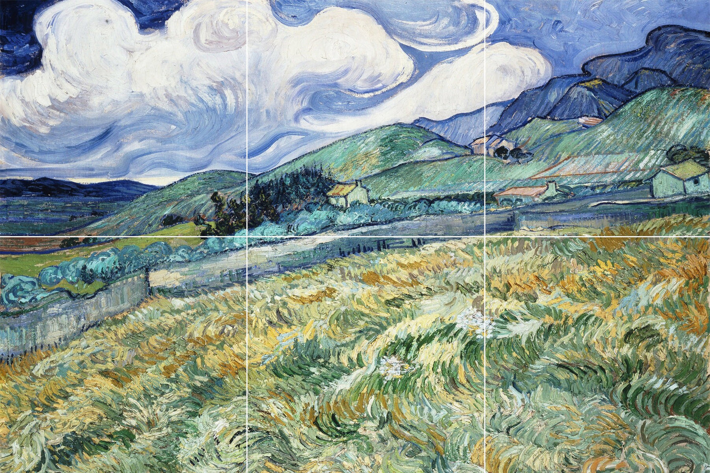 Tile Mural/Mosaic Ceramic Panel of Vincent Van Gogh Painting - Countryside Mural - Van Gogh Print - Countryside Wall Art - Van Gogh Art