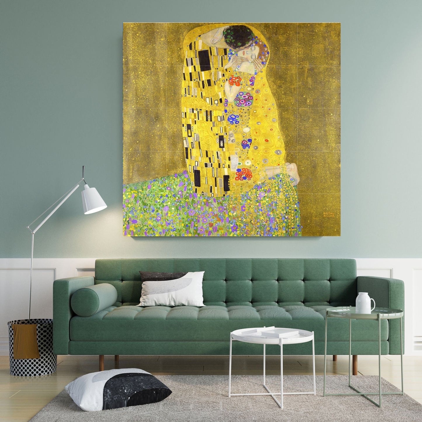 Tile Mural/Mosaic Ceramic Panel of Gustav Klimt The Kiss Print - Klimt Wall Art - Gustav Klimt Print - Kiss Painting Print - Klimt The Kiss