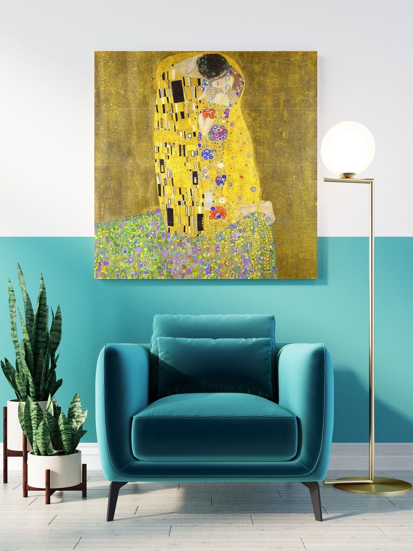 Tile Mural/Mosaic Ceramic Panel of Gustav Klimt The Kiss Print - Klimt Wall Art - Gustav Klimt Print - Kiss Painting Print - Klimt The Kiss