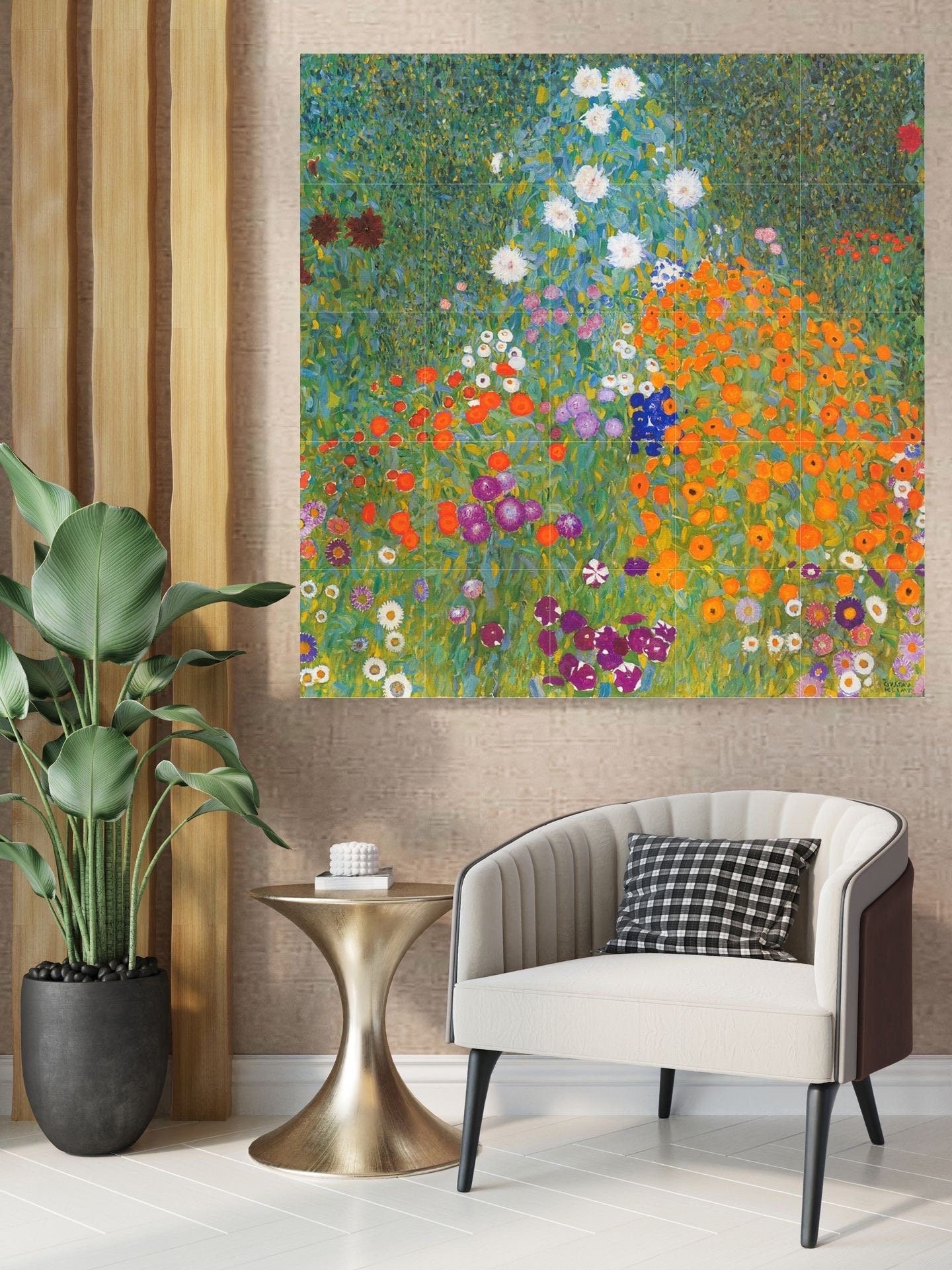 Tile Mural/Mosaic Ceramic Panel of Gustav Klimt Cottage Garden Print - Klimt Wall Art - Gustav Klimt Garden Print - Gustav Klimt Painting
