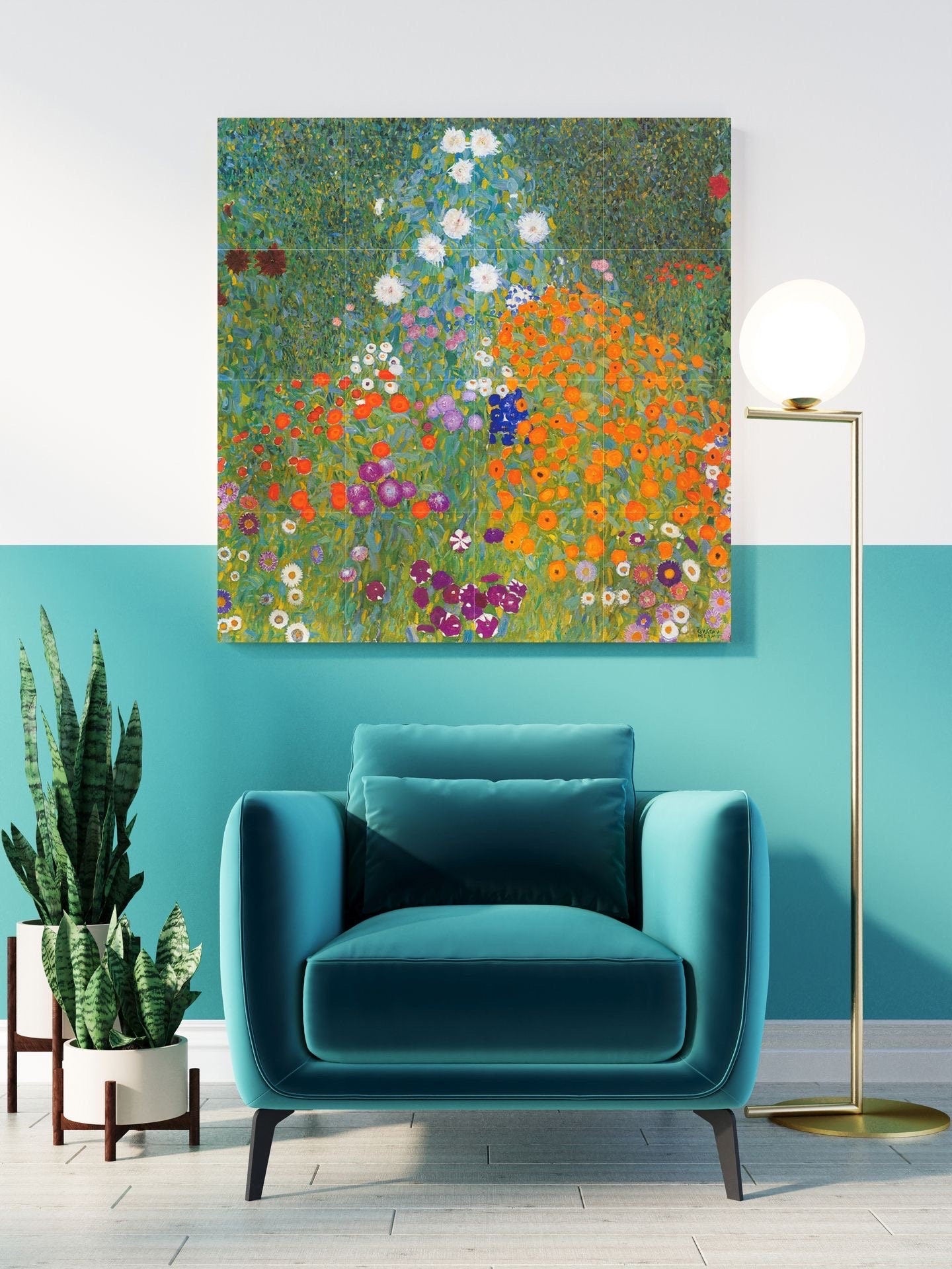 Tile Mural/Mosaic Ceramic Panel of Gustav Klimt Cottage Garden Print - Klimt Wall Art - Gustav Klimt Garden Print - Gustav Klimt Painting