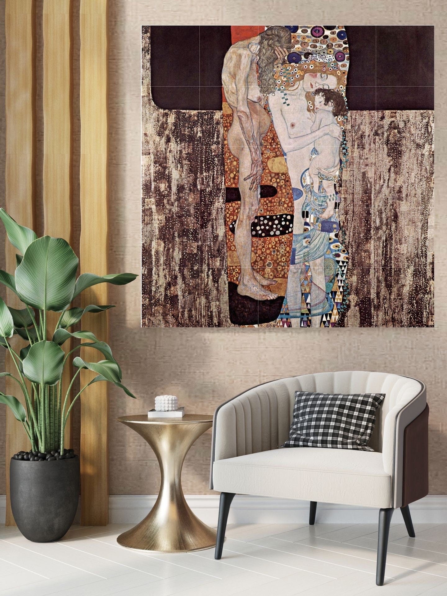 Tile Mural/Mosaic Ceramic Panel of Gustav Klimt Three Ages of The Women Print - Klimt Wall Art - Gustav Klimt Painting - Klimt Art Prints