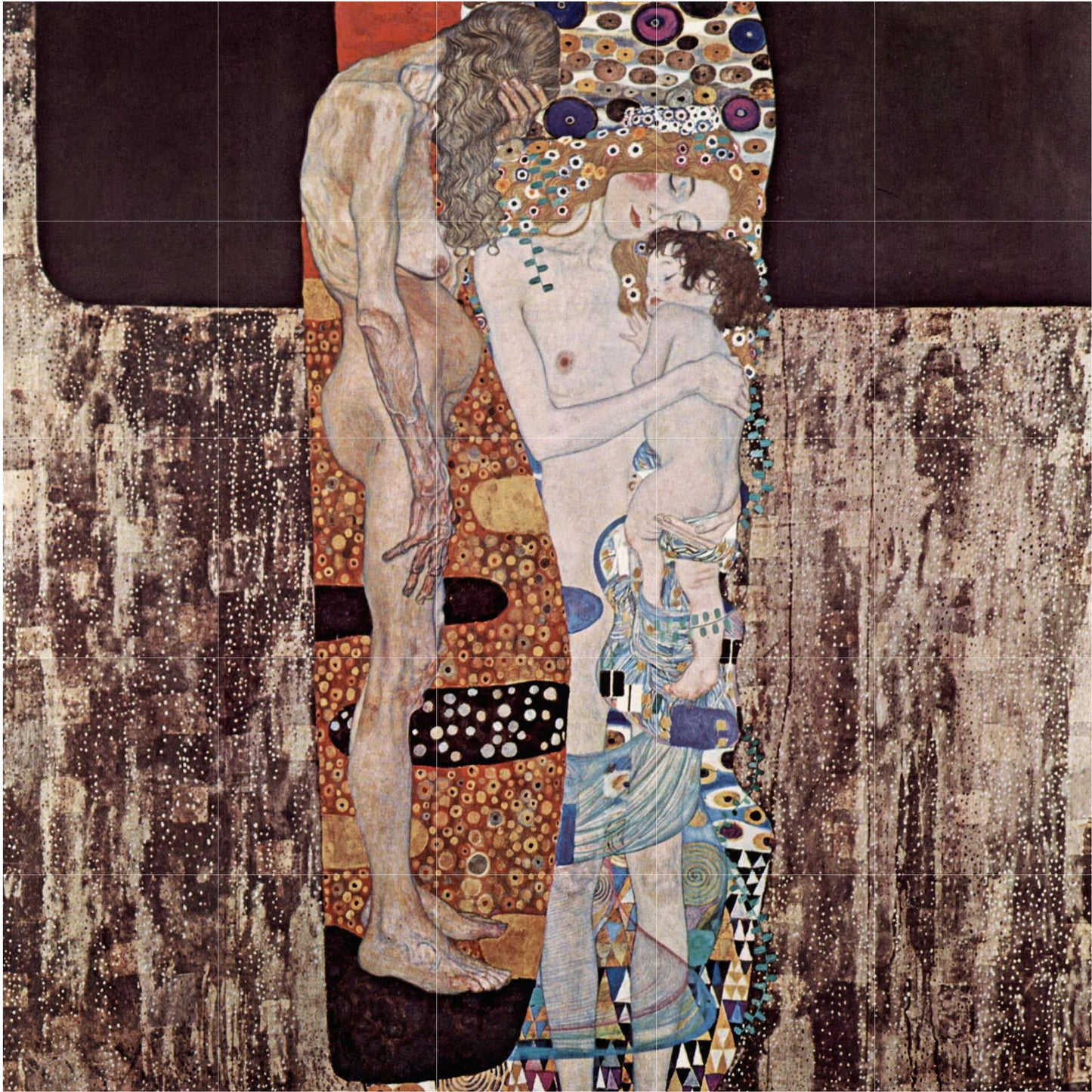 Tile Mural/Mosaic Ceramic Panel of Gustav Klimt Three Ages of The Women Print - Klimt Wall Art - Gustav Klimt Painting - Klimt Art Prints