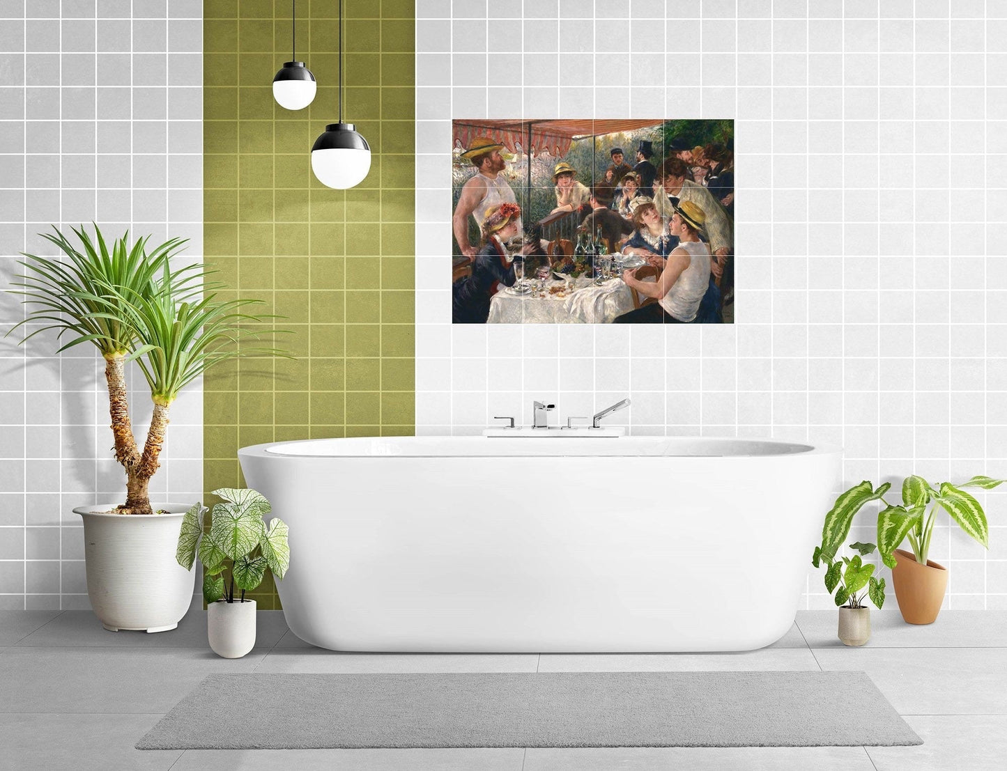 Tile Mural/Mosaic Ceramic Panel of Pierre-Auguste Renoir - Luncheon - Renoir Wall Art - Renoir Painting - Renoir Prints - Renoir Art