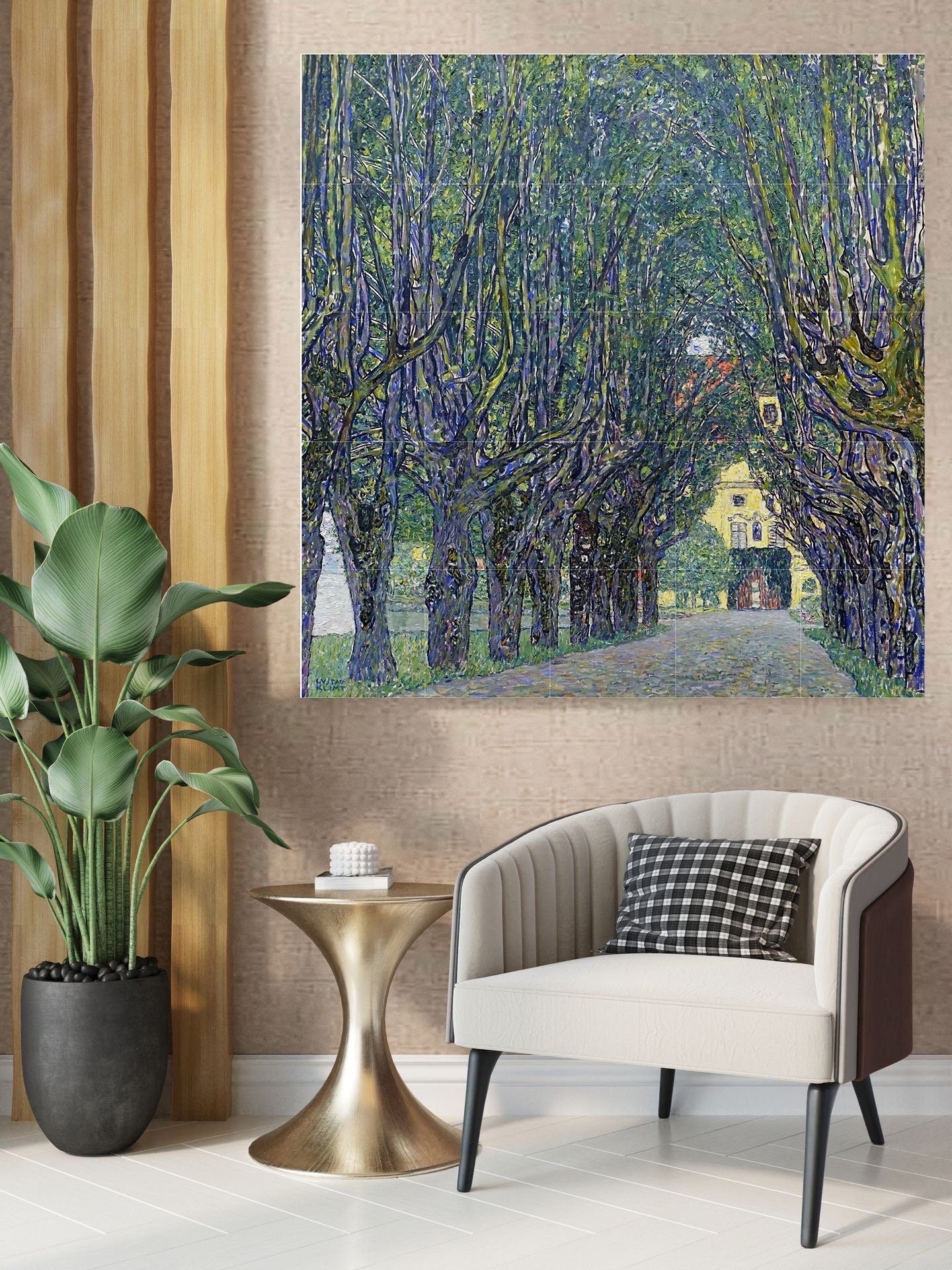 Tile Mural/Mosaic Ceramic Panel of Gustav Klimt Avenue Print - Klimt Wall Art - Gustav Klimt Garden Print - Gustav Klimt Painting