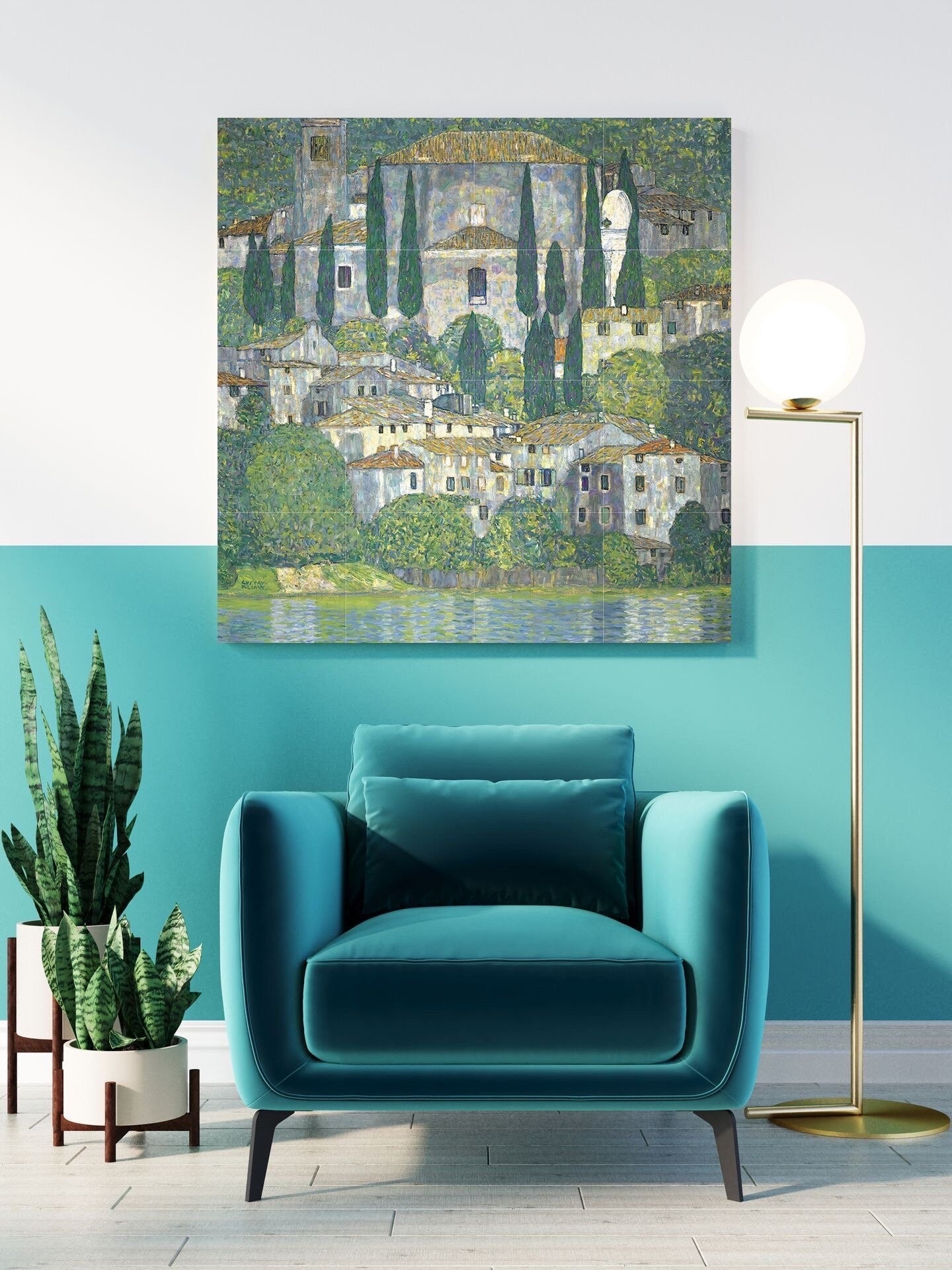 Tile Mural/Mosaic Ceramic Panel of Gustav Klimt Landscape with Cypresses Print - Klimt Wall Art - Gustav Klimt Print - Gustav Klimt Painting