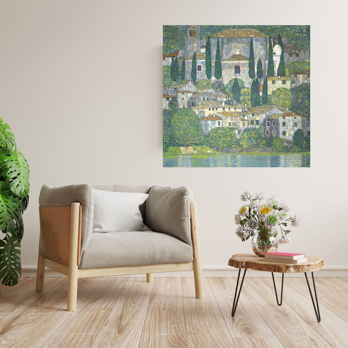 Tile Mural/Mosaic Ceramic Panel of Gustav Klimt Landscape with Cypresses Print - Klimt Wall Art - Gustav Klimt Print - Gustav Klimt Painting