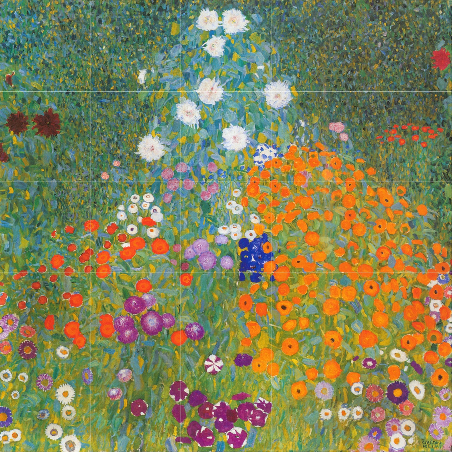 Tile Mural/Mosaic Ceramic Panel of Gustav Klimt Cottage Garden Print - Klimt Wall Art - Gustav Klimt Garden Print - Gustav Klimt Painting