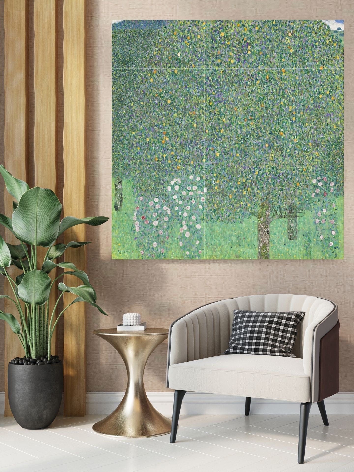 Tile Mural/Mosaic Ceramic Panel of Gustav Klimt Rosebushes under The Trees- Klimt Wall Art -Gustav Klimt Garden Print -Gustav Klimt Painting