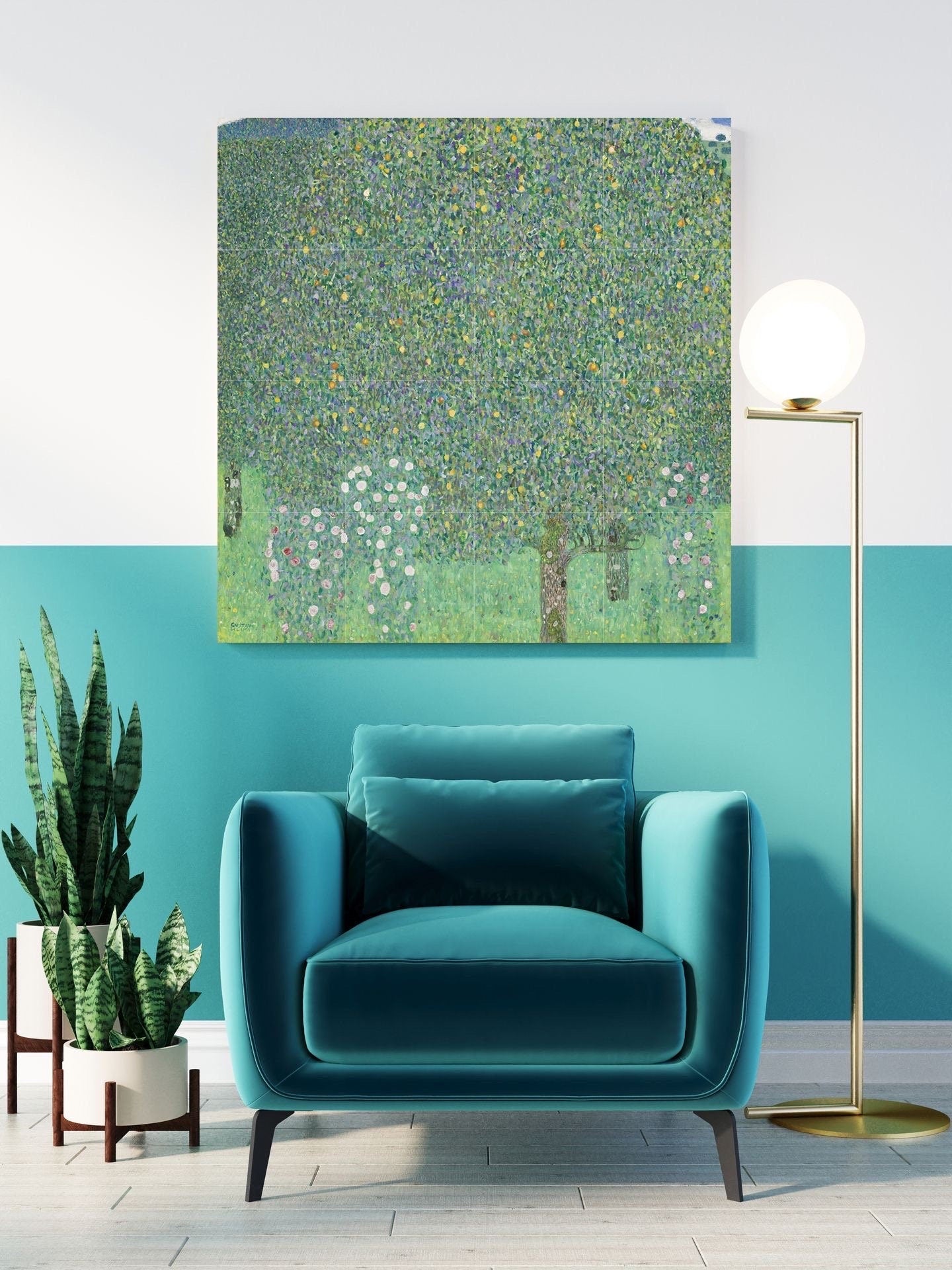 Tile Mural/Mosaic Ceramic Panel of Gustav Klimt Rosebushes under The Trees- Klimt Wall Art -Gustav Klimt Garden Print -Gustav Klimt Painting