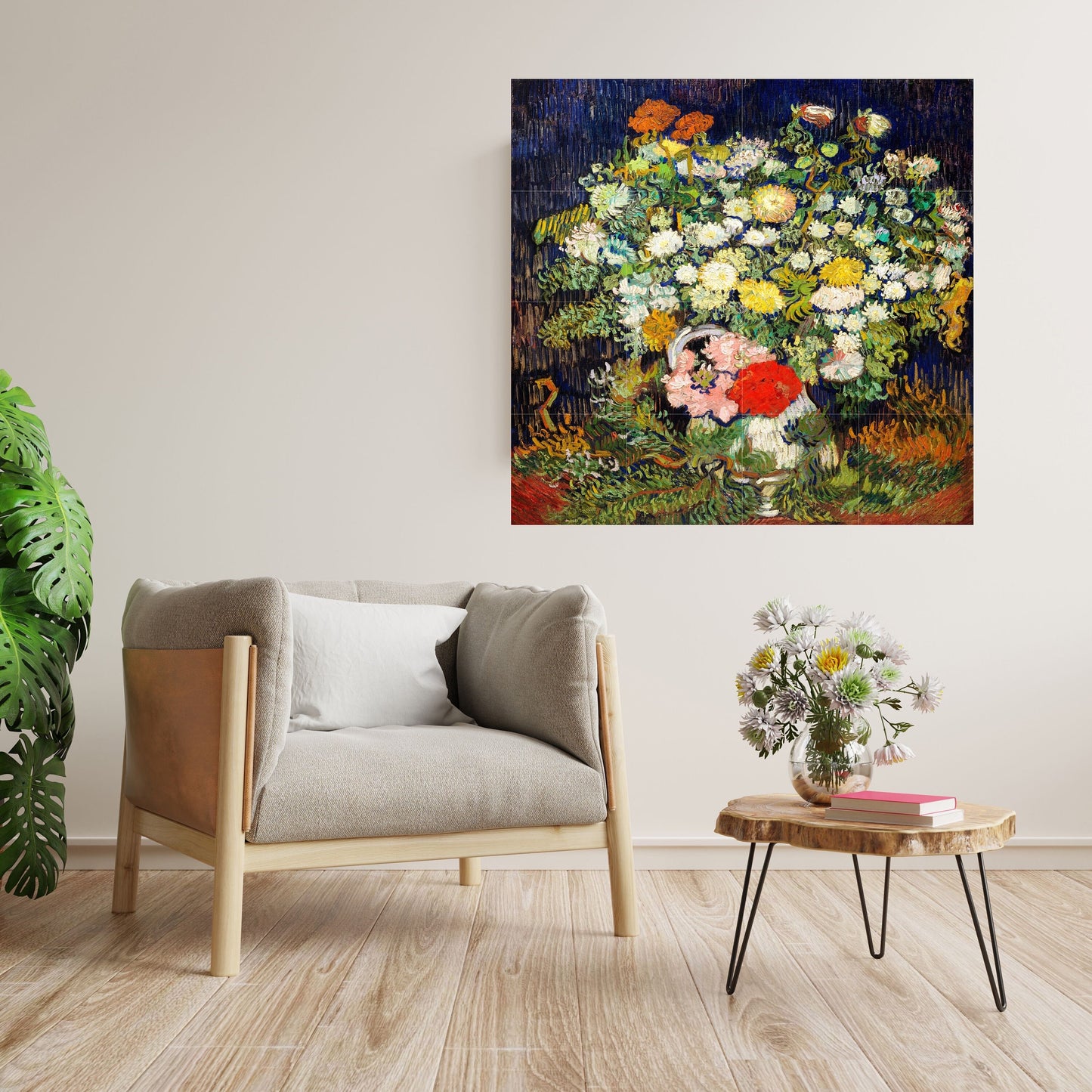 Tile Mural/Mosaic Ceramic Panel of Vincent Van Gogh Bouquet of Flowers - Van Gogh prints -Flower Mural - Gloss Tiles - Floral Tile Mosaic