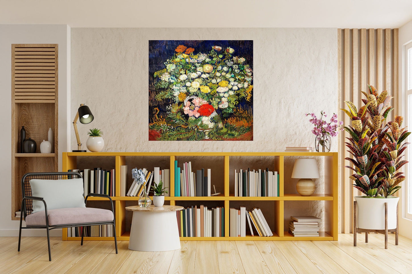 Tile Mural/Mosaic Ceramic Panel of Vincent Van Gogh Bouquet of Flowers - Van Gogh prints -Flower Mural - Gloss Tiles - Floral Tile Mosaic