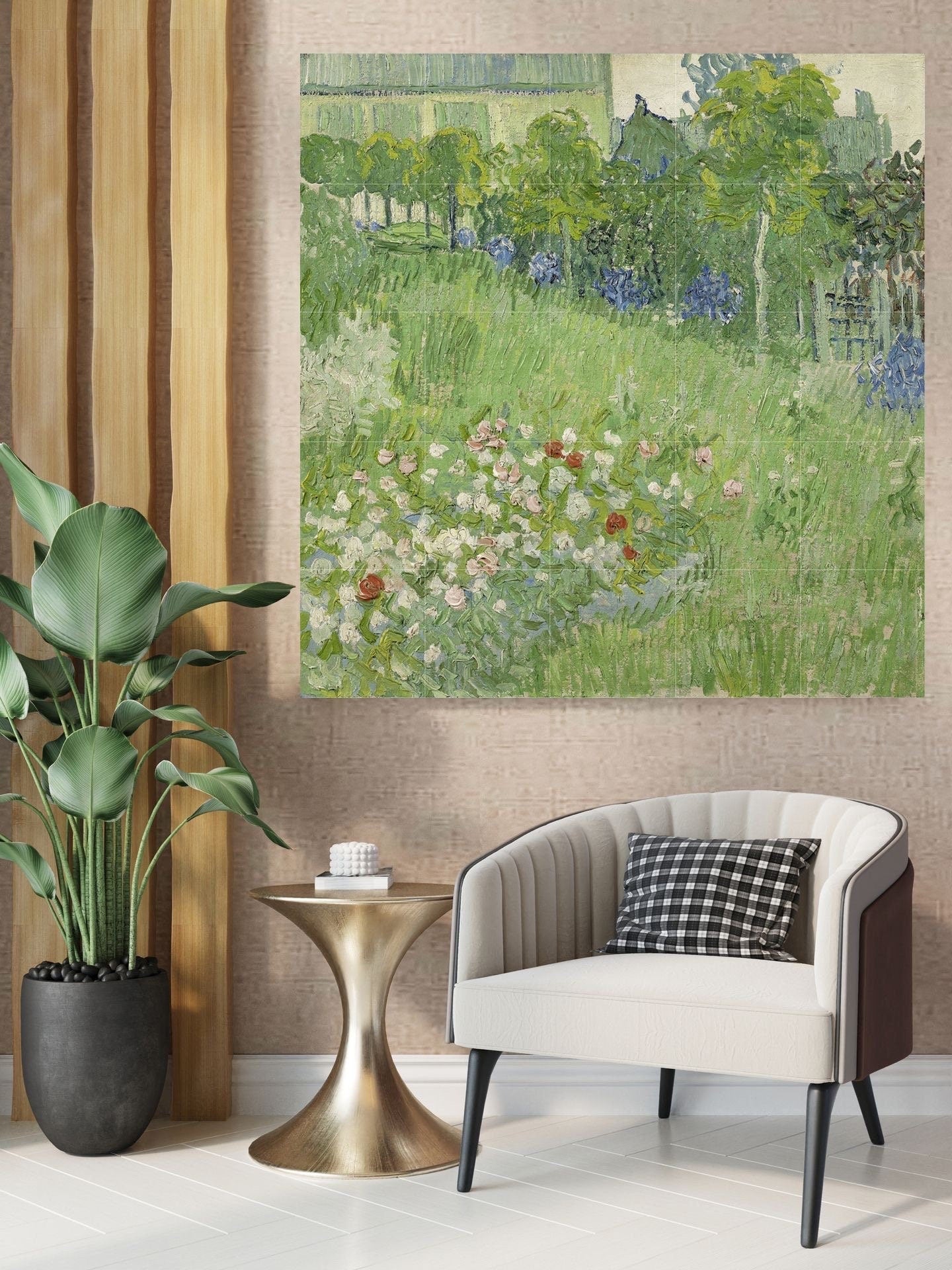Tile Mural/Mosaic Ceramic Panel of Vincent Van Gogh Doubigny’s Garden - Van Gogh prints - Garden Mural - Gloss Tiles - Flower Mural