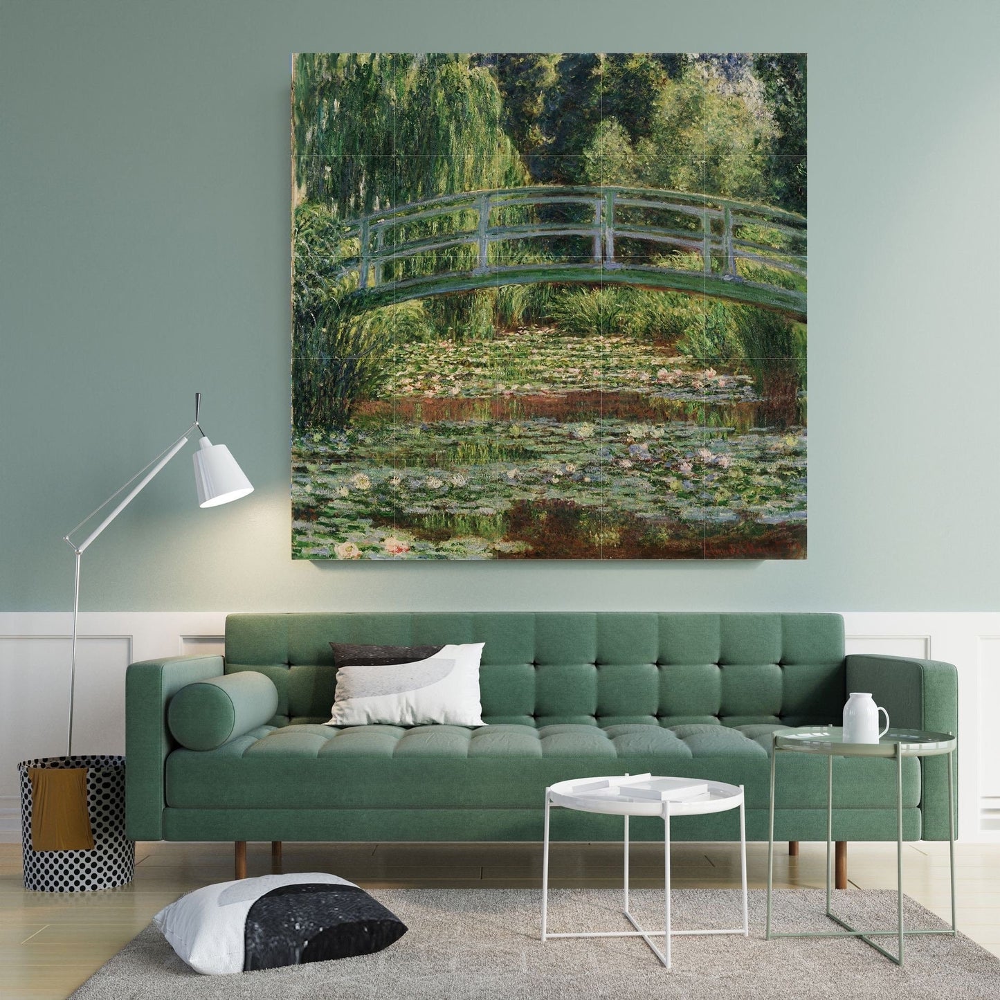 Tile Mural/Mosaic Ceramic Panel of The Japanese Bridge and The Lilly Pond -Claude Monet Print-Monet Wall Art- Monet Bridge over The Pond