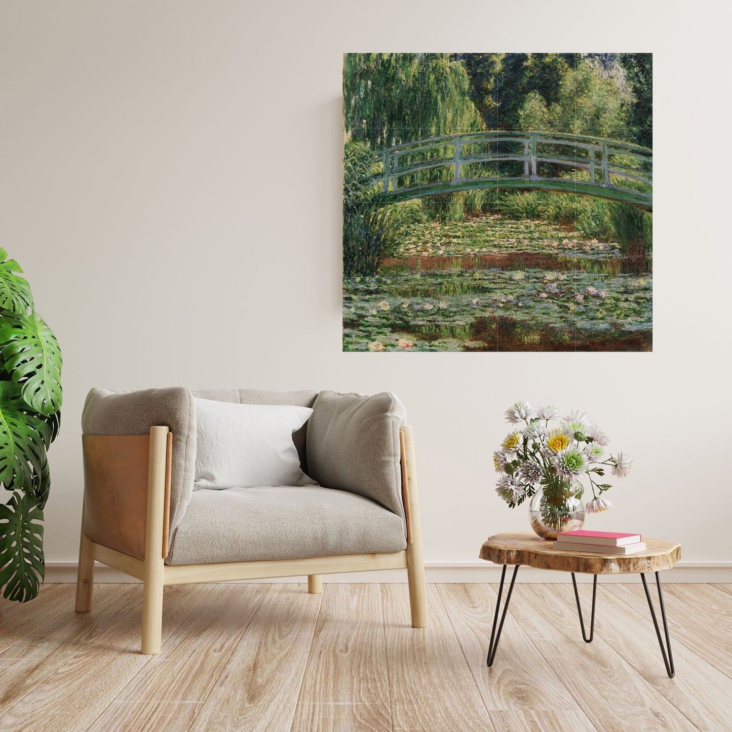 Tile Mural/Mosaic Ceramic Panel of The Japanese Bridge and The Lilly Pond -Claude Monet Print-Monet Wall Art- Monet Bridge over The Pond