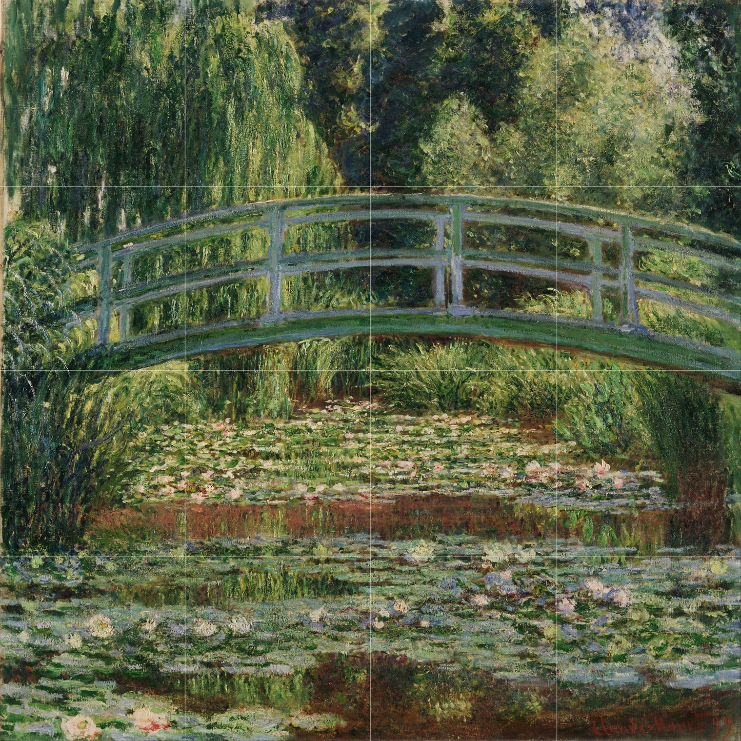 Tile Mural/Mosaic Ceramic Panel of The Japanese Bridge and The Lilly Pond -Claude Monet Print-Monet Wall Art- Monet Bridge over The Pond