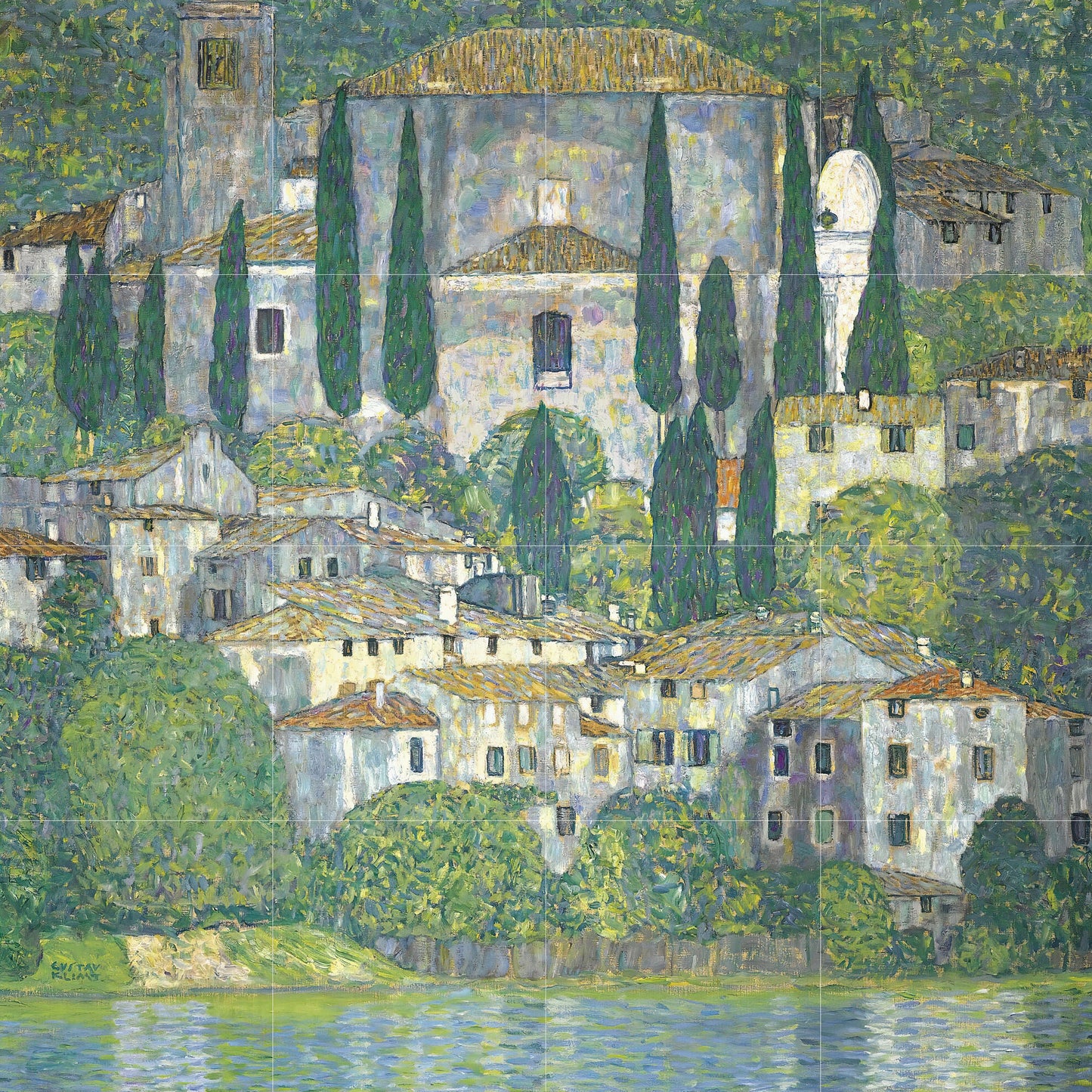 Tile Mural/Mosaic Ceramic Panel of Gustav Klimt Landscape with Cypresses Print - Klimt Wall Art - Gustav Klimt Print - Gustav Klimt Painting