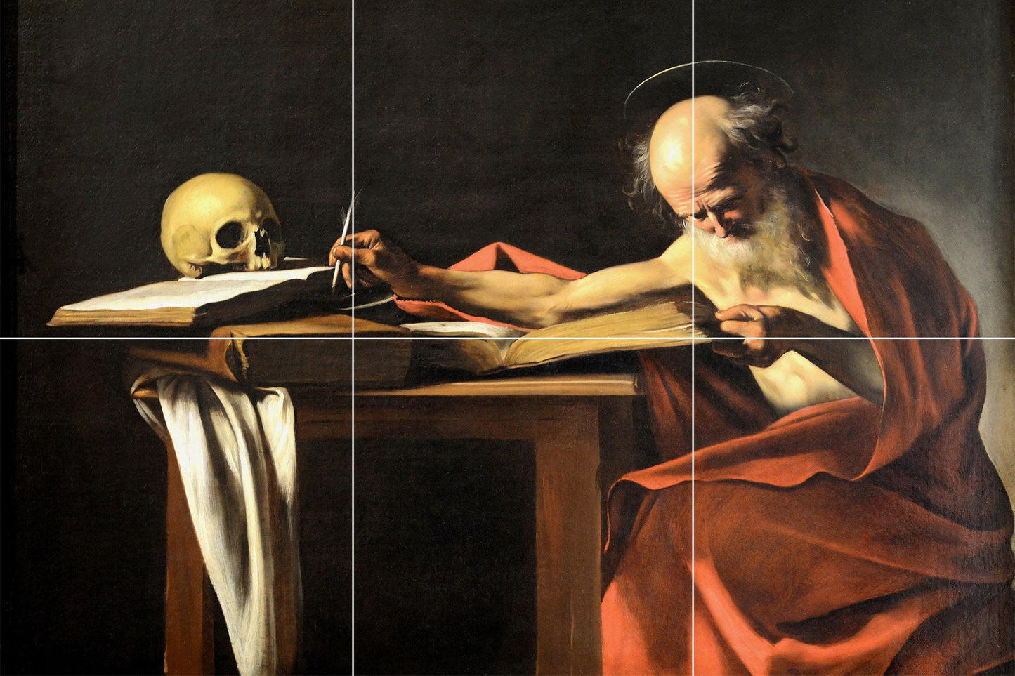 Tile Mural/Mosaic Ceramic Panel of Saint Jerome Writing - Caravaggio Painting - Caravaggio Prints - Caravaggio Wall Art - Caravaggio Art