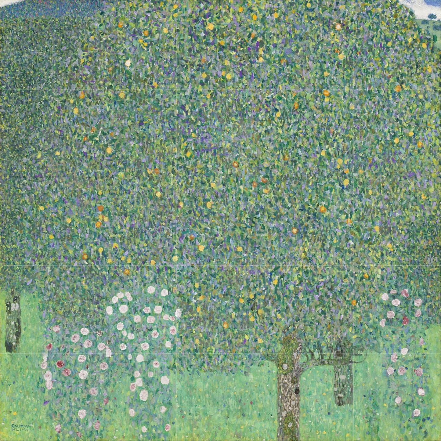 Tile Mural/Mosaic Ceramic Panel of Gustav Klimt Rosebushes under The Trees- Klimt Wall Art -Gustav Klimt Garden Print -Gustav Klimt Painting