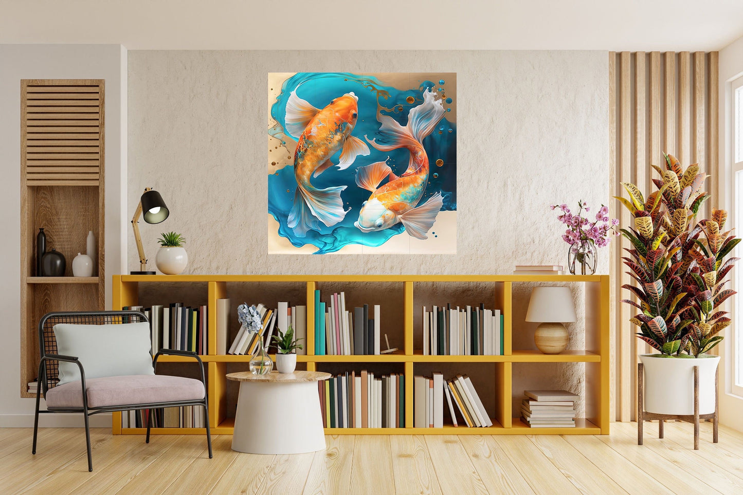 Tile Mural/Mosaic Ceramic Panel of Japanese Koi fish pond - Koi Fish print - Japanese Art - Tile Mural - Gloss Tiles - Koi Fish Art Mural