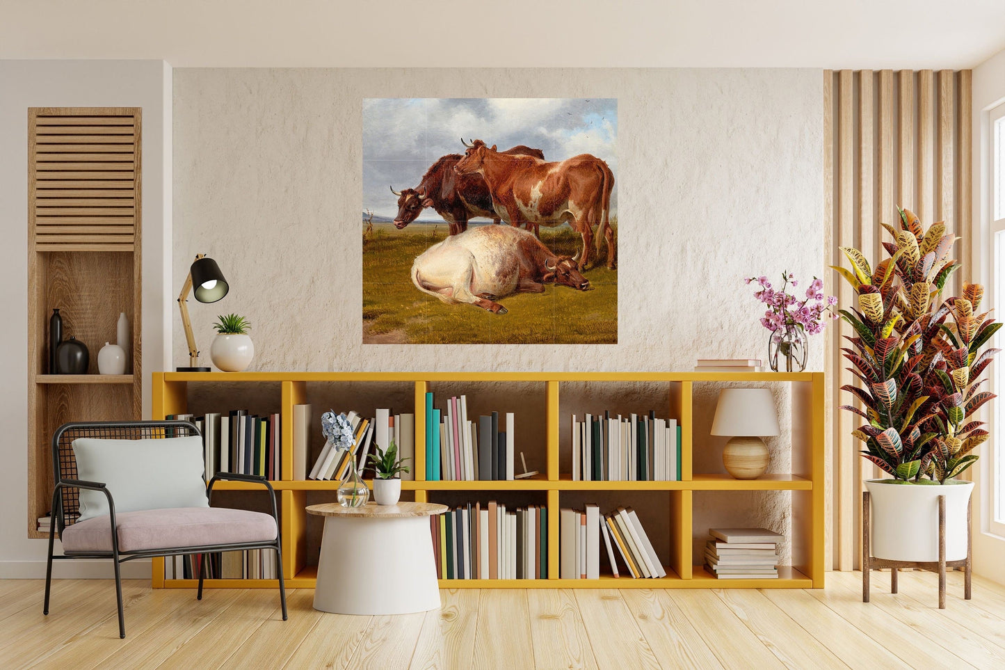 Tile Mural/Mosaic Ceramic Panel of Cow Painting - Countryside Mural - Cow Wall Art - Tile Mural - Gloss Tiles - Cow Tile Mosaic - Cow Art