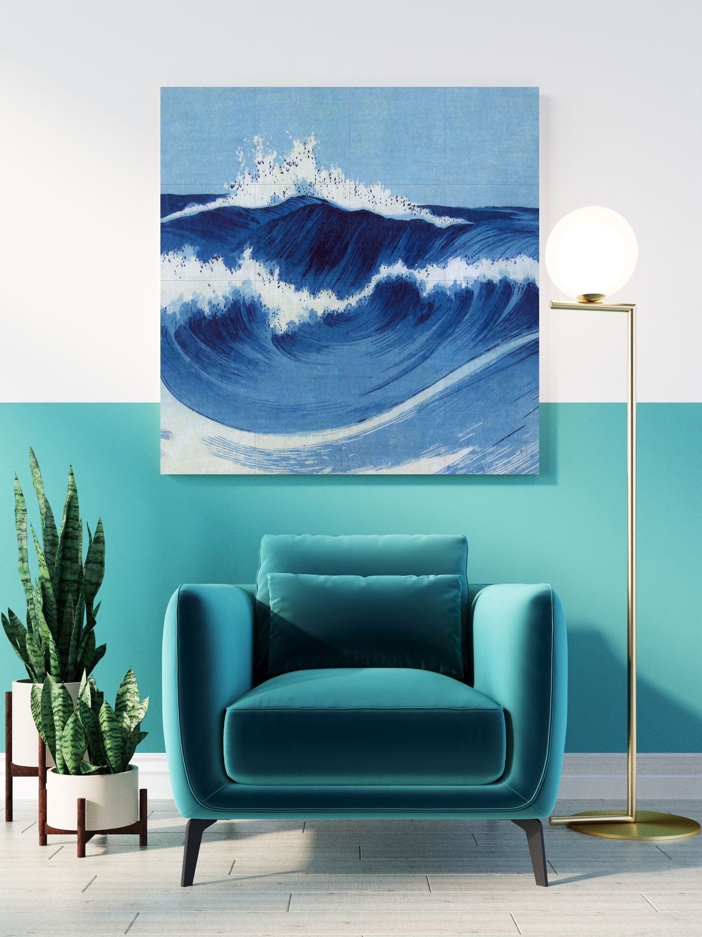 Tile Mural/Mosaic Ceramic Panel of Ocean Waves Art Print - Sea Waves Mural - Ocean Waves Home Decor - Tile Mosaic -Ocean Print -Sea Wall Art