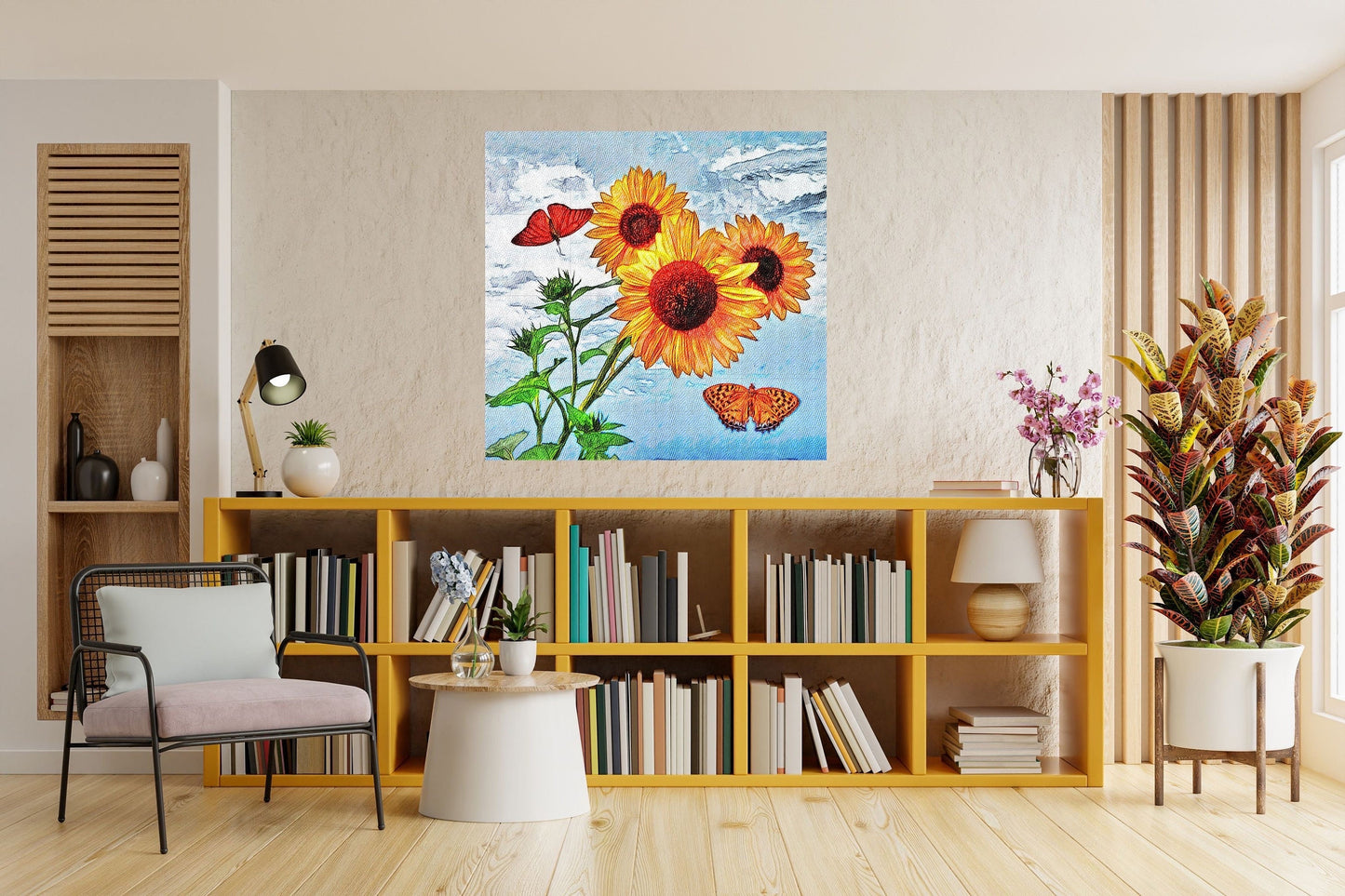 Tile Mural/Mosaic Ceramic Panel of Sunflower Art Print - Watercolour Flower - Flower Mural - Tile Mural - Gloss Tiles - Floral Tile Mosaic