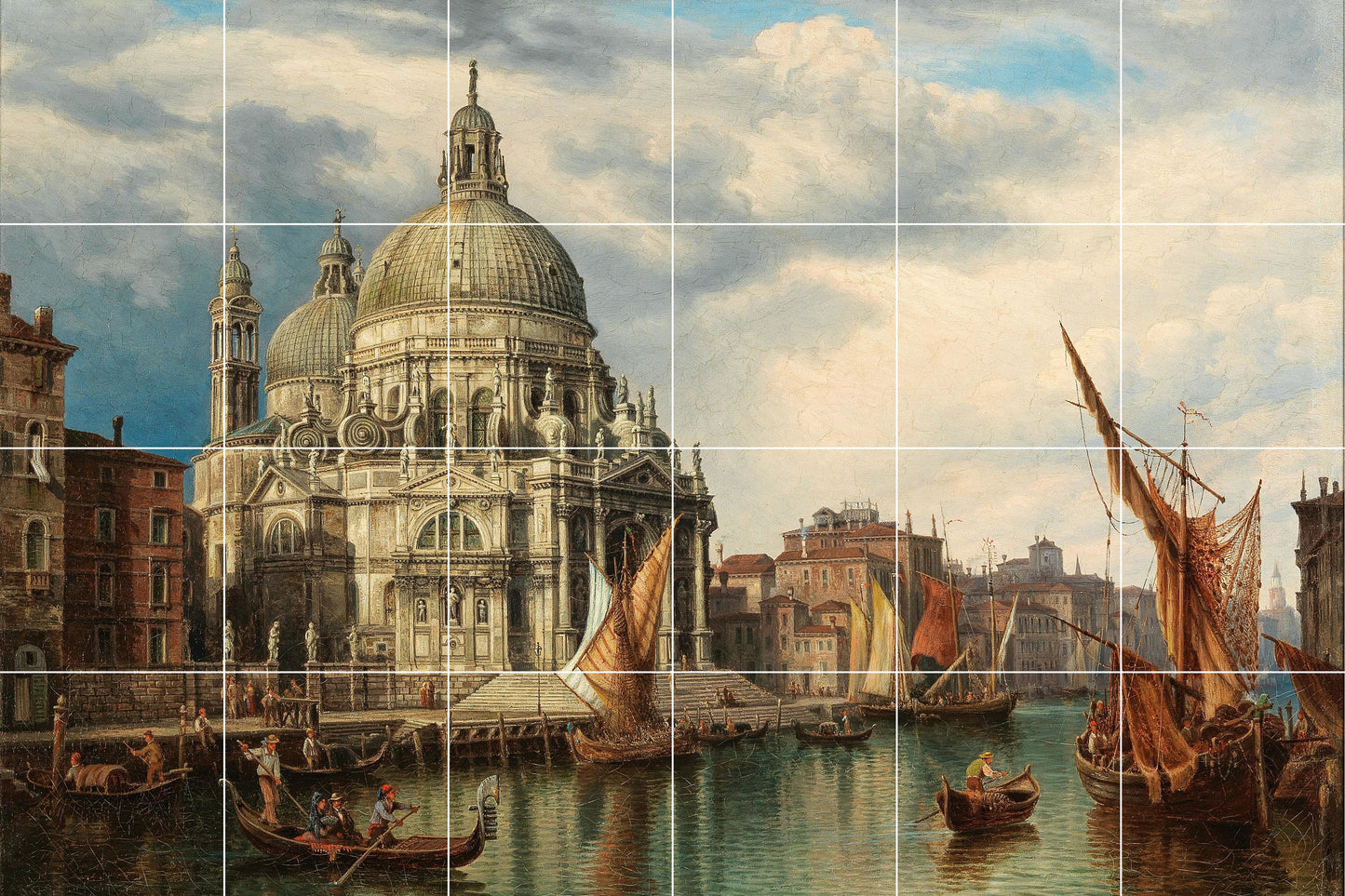 Tile Mural/Mosaic Ceramic Panel of Venice, Grand Canal with Santa Maria della Salute -Jaeckel-Colourful Painting -Tile Mural -Tile Mosaic