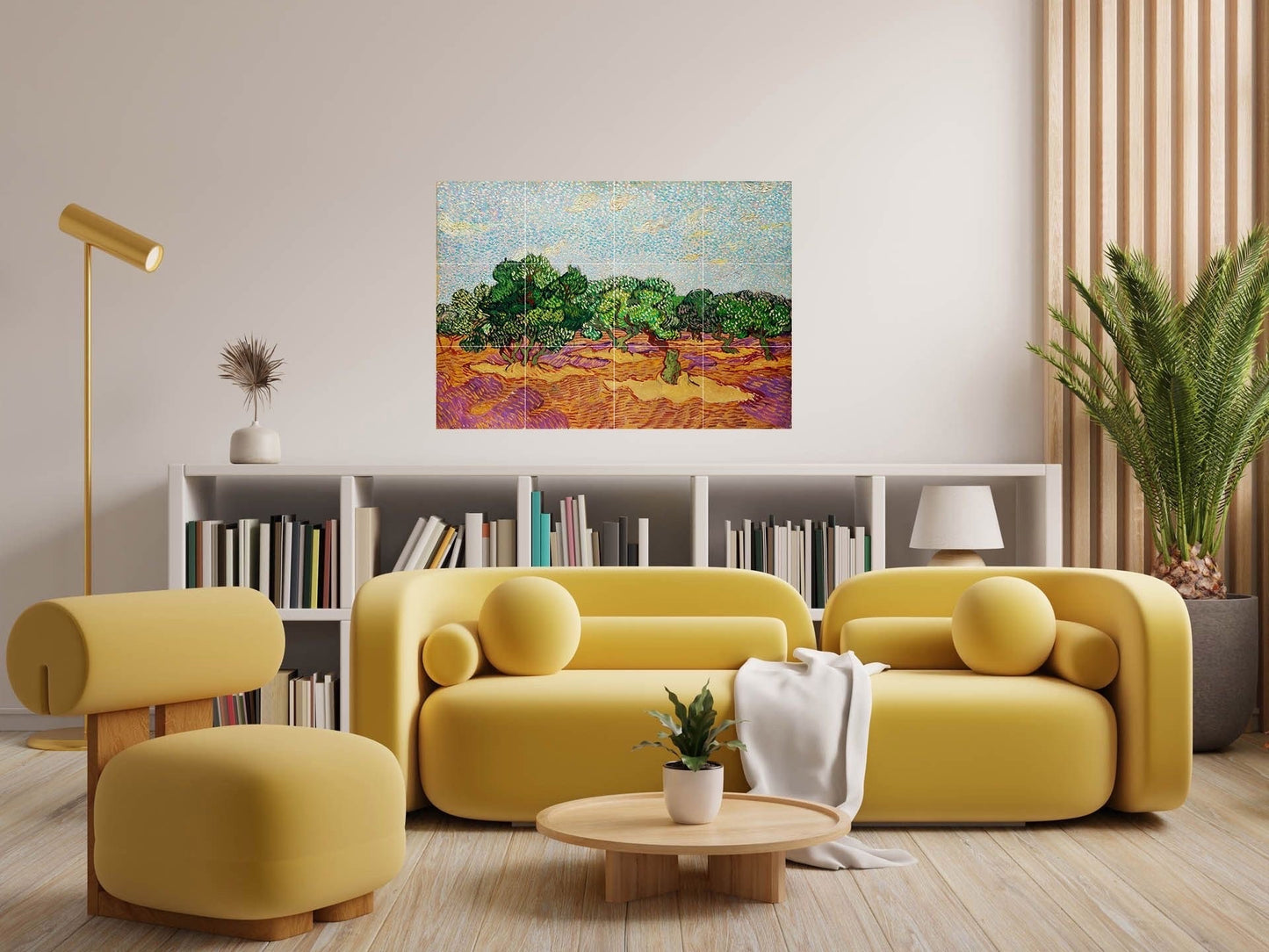 Tile Mural/Mosaic Ceramic Panel of Vincent Van Gogh - Olive Trees - Countryside Mural -Van Gogh Print - Countryside Wall Art - Botanical Art