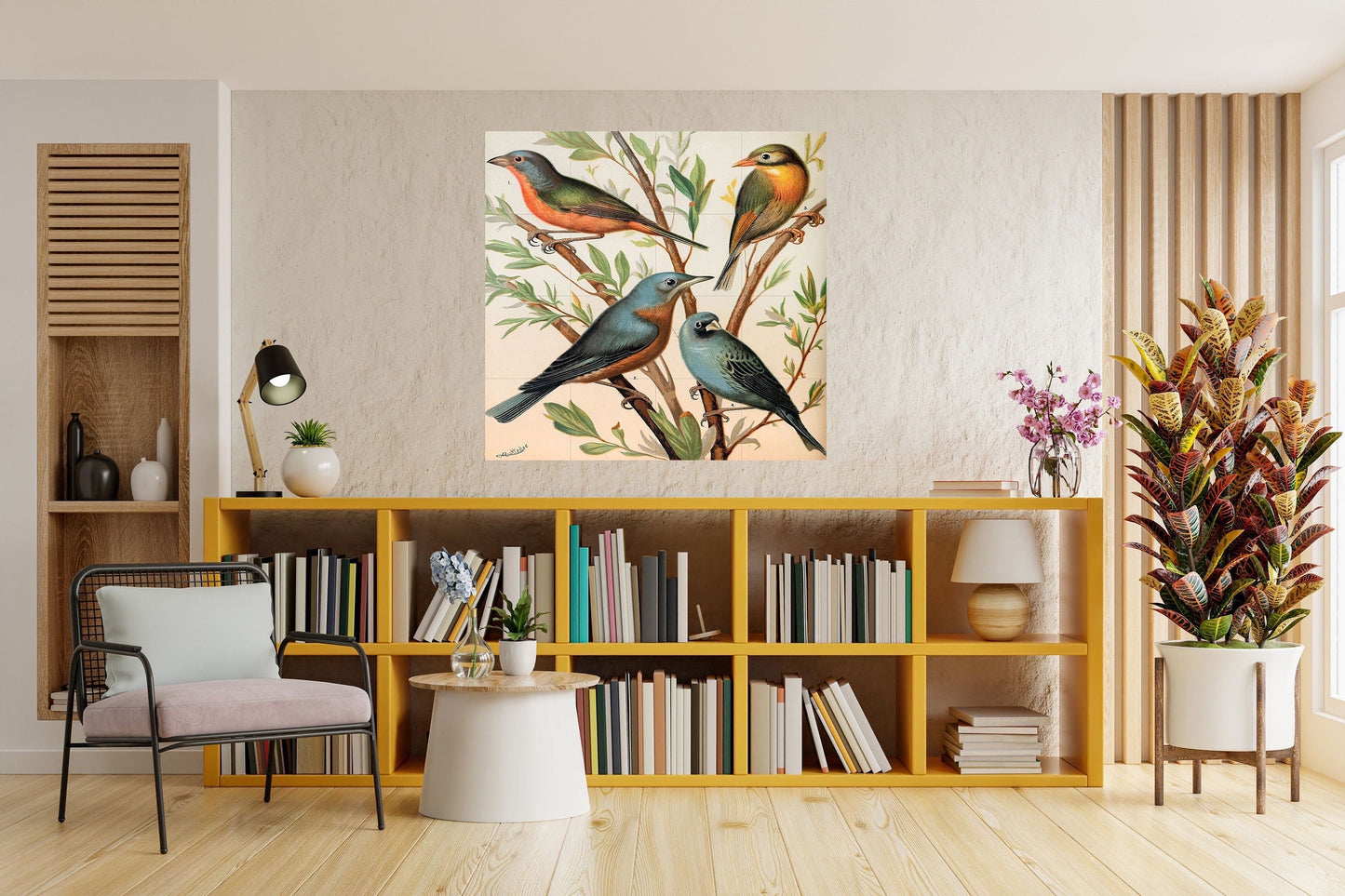 Tile Mural/Mosaic Ceramic Panel of Birds - W A Blakston Prints -Gloss Tiles - Bird Mosaic Art -Bird Painting - Bird Mural - Birds Art Prints