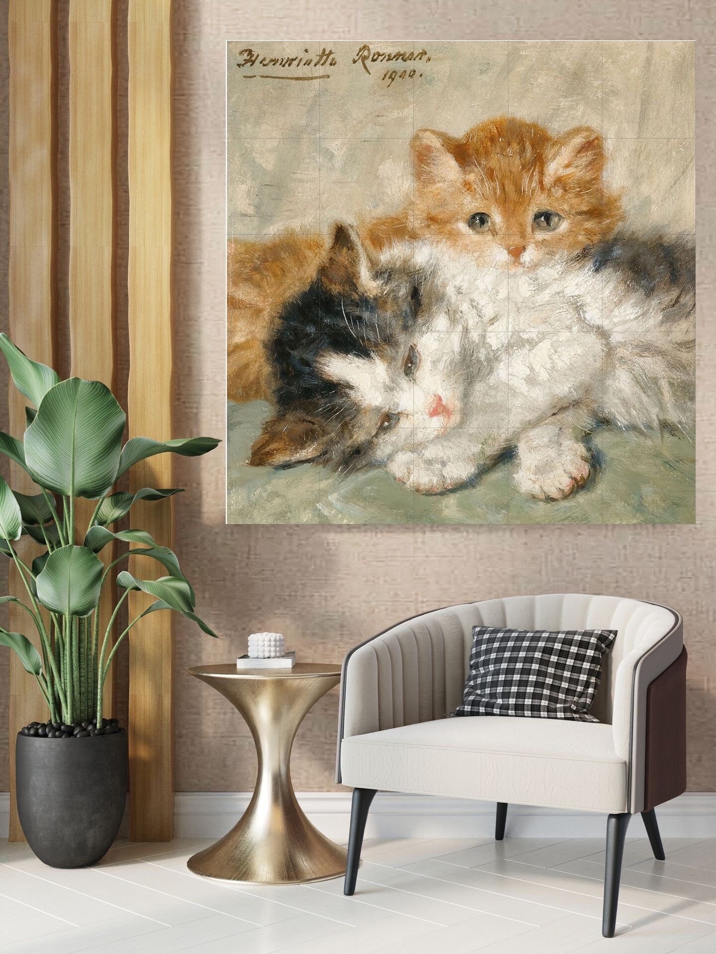 Tile Mural/Mosaic Ceramic Panel of Cat Wall Art - Gloss Tiles - Cat Mosaic Art - Cat Painting - Cat Mural - Kitty Prints - Cat Artwork Print