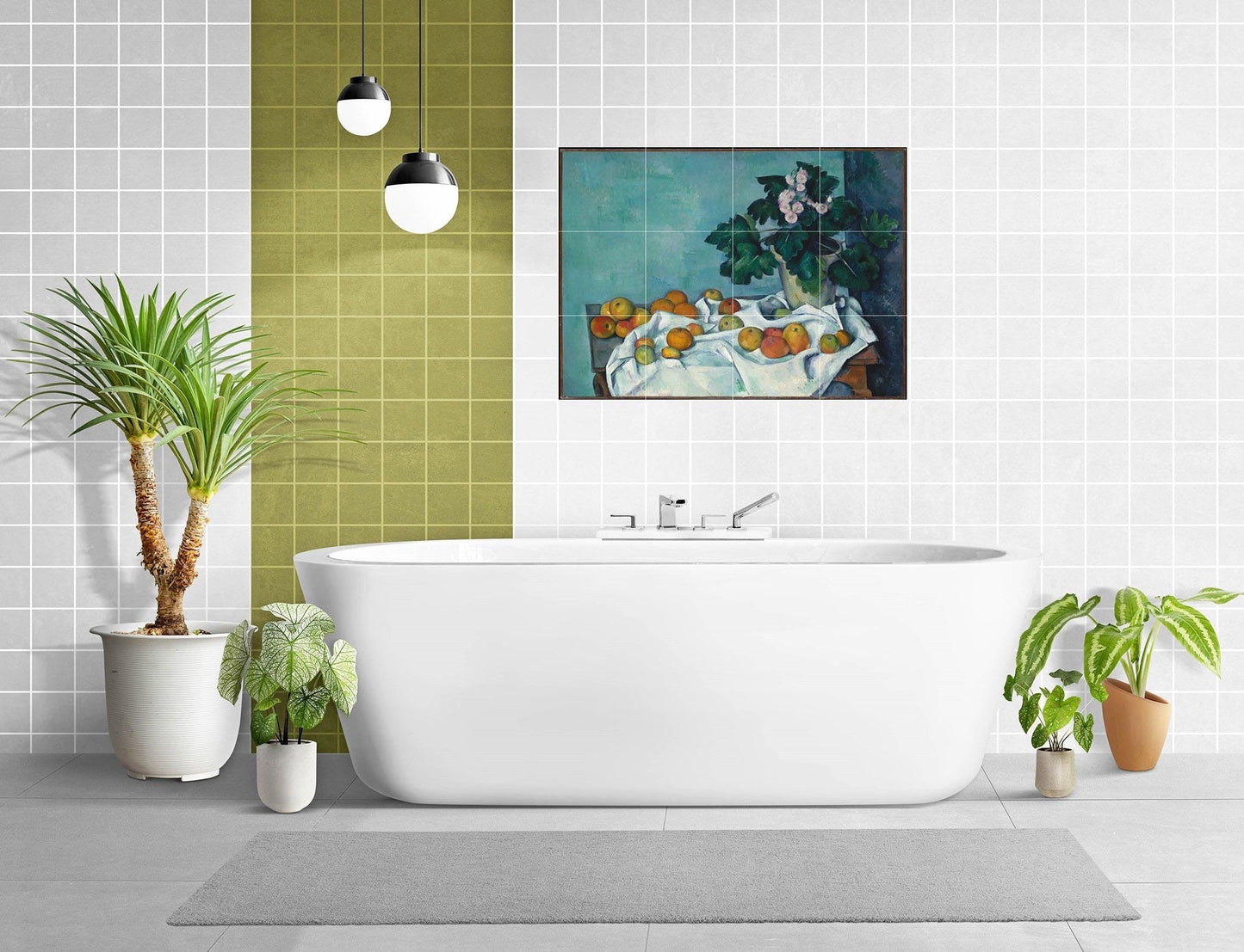 Tile Mural/Mosaic Ceramic Panel of Sill Life with Apples- Claude Monet Print - Fruit Mural -Fruit Wall Art - Fruit Mosaic Tiles -Gloss Tiles