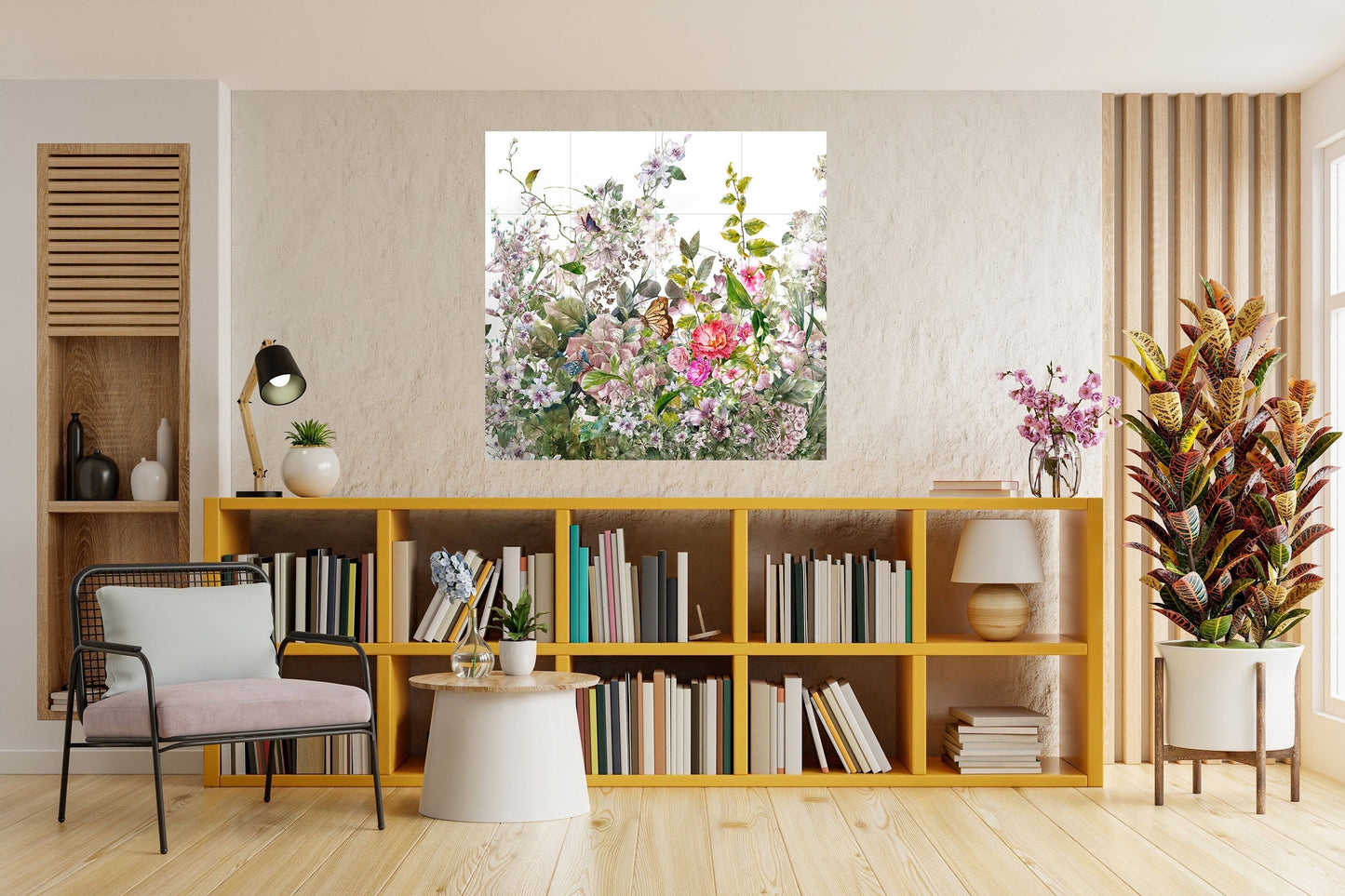 Tile Mural/Mosaic Ceramic of Watercolour Flowers Painting - Flower Mural - Garden Wall Art - Gloss Tiles - Tile Mosaic - Garden Art Print
