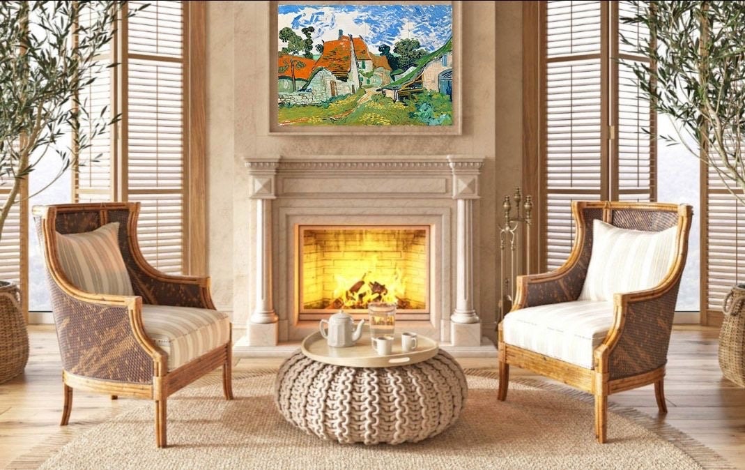 Tile Mural/Mosaic Ceramic Panel of Vincent Van Gogh - Street in Auvers-sur-Oise - Countryside Mural -Van Gogh Print - Countryside Wall Art