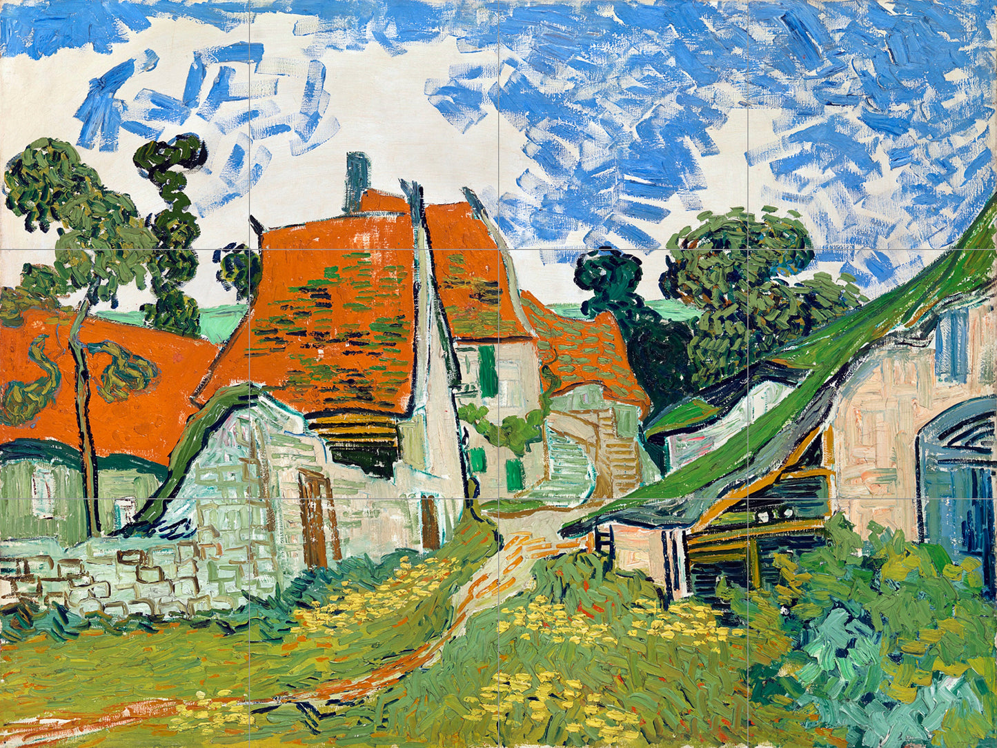 Tile Mural/Mosaic Ceramic Panel of Vincent Van Gogh - Street in Auvers-sur-Oise - Countryside Mural -Van Gogh Print - Countryside Wall Art