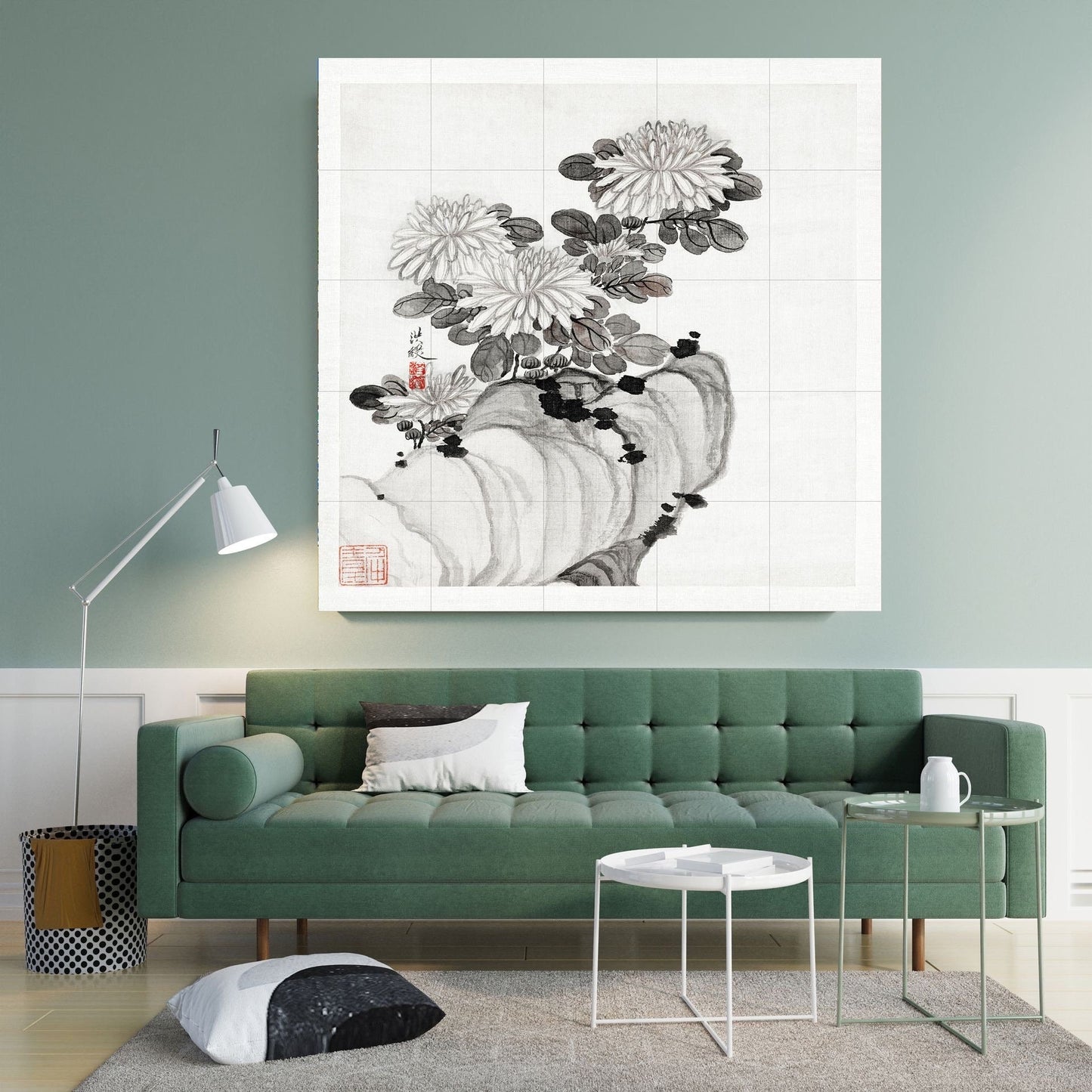 Tile Mural/Mosaic Ceramic of Chrysanthemums - Chinese Art Print -China Wall Art -Chinese Mural - Gloss Tiles -Botanical Print - Flower Mural
